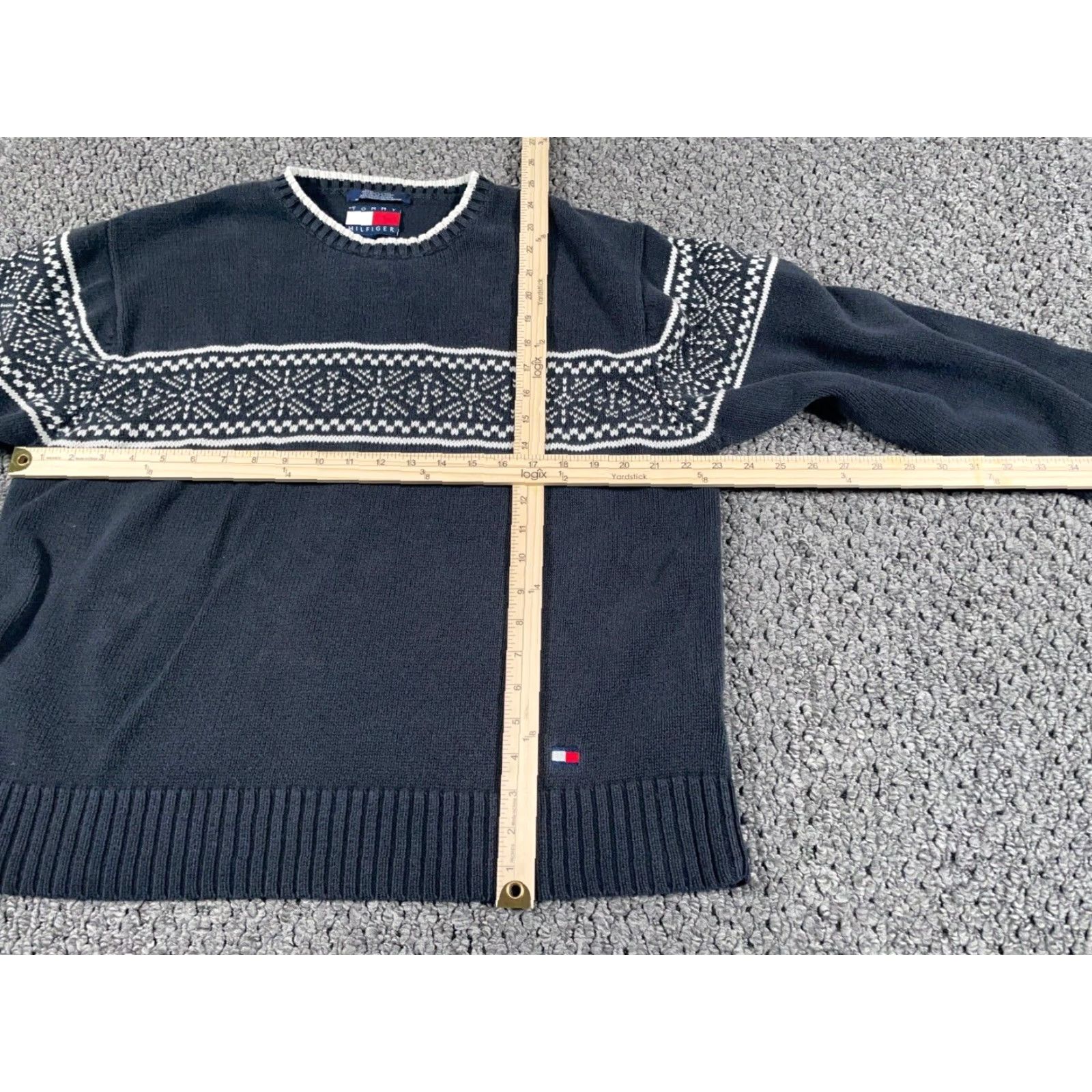 Tommy Hilfiger VINTAGE Tommy Hilfiger Sweater Shirt XL Black Geometric Pattern Heavyweight 90s Casual Crew Neck Fair Isle Knit Pullover Mens Size US XL / EU 56 / 4 - 4 Thumbnail