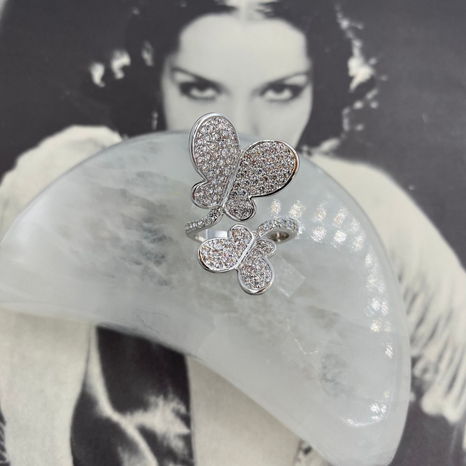 The Unbranded Brand Butterly CZ Statement Ring Size ONE SIZE - 3 Thumbnail