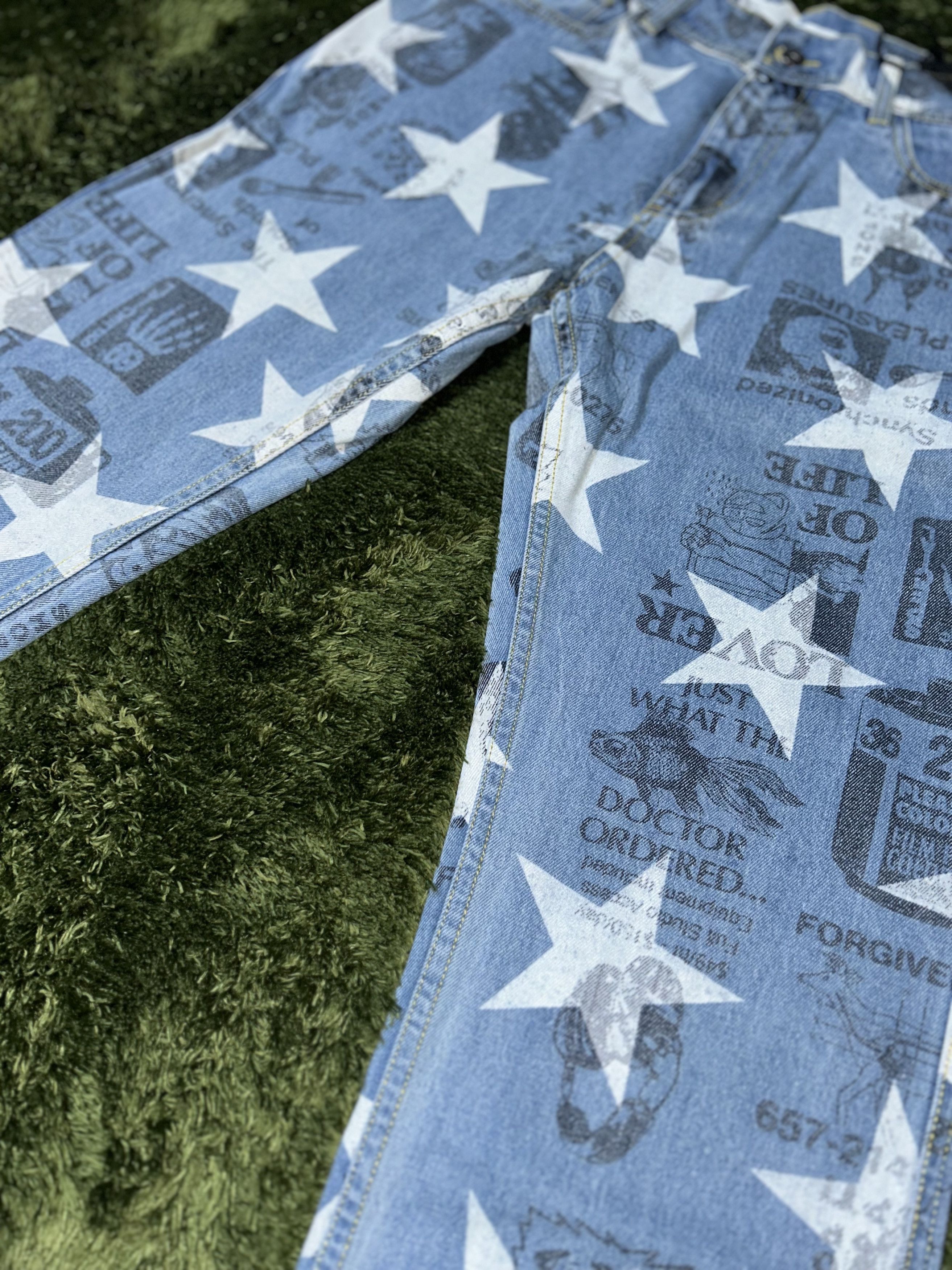 Pleasures [32] pleasures star printed denim pants light indigo Size US 32 / EU 48 - 4 Thumbnail
