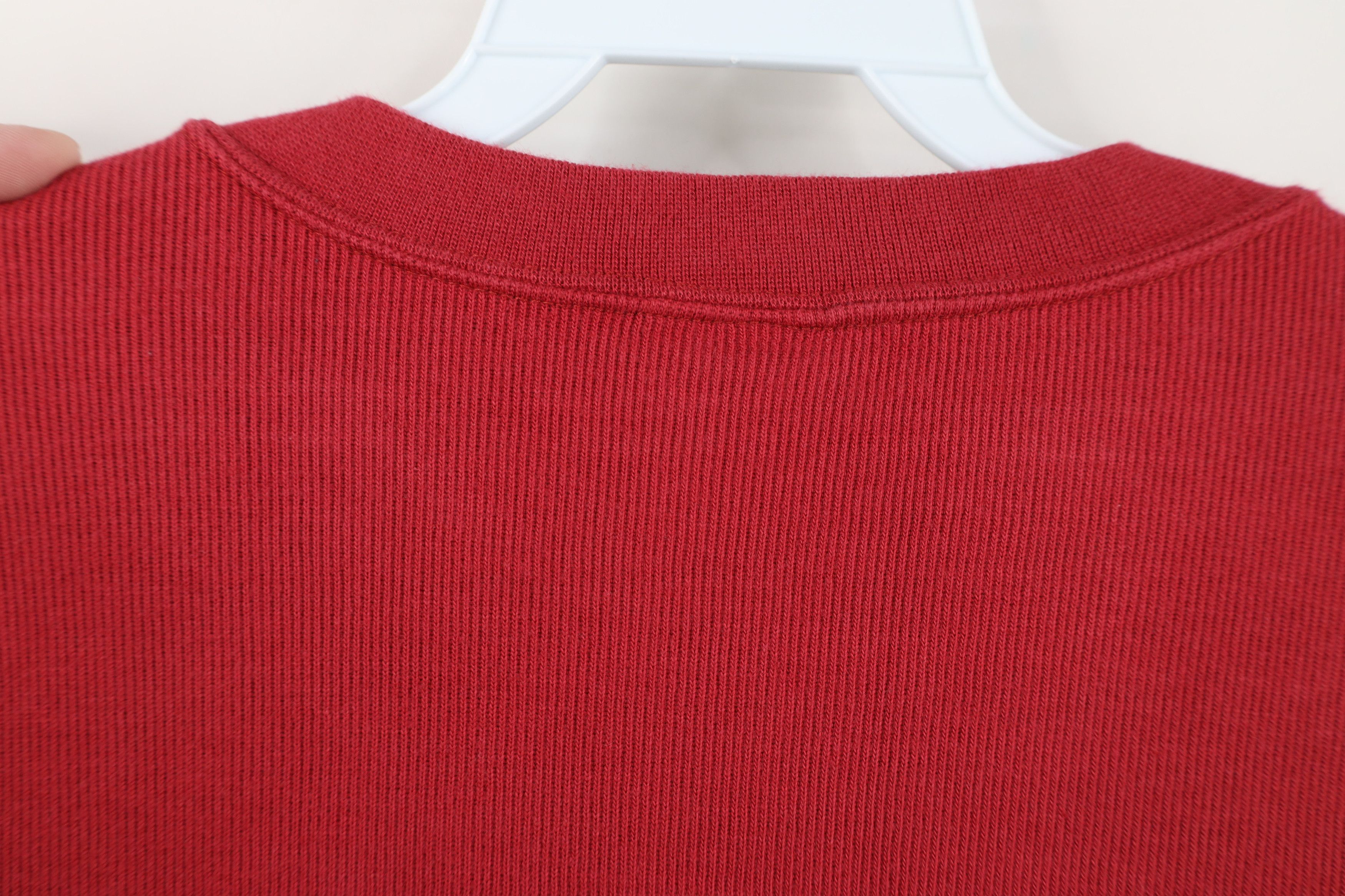 Nike Vintage 90s Nike Swoosh Ribbed Knit Long Sleeve T-Shirt Red Size US M / EU 48-50 / 2 - 10 Thumbnail