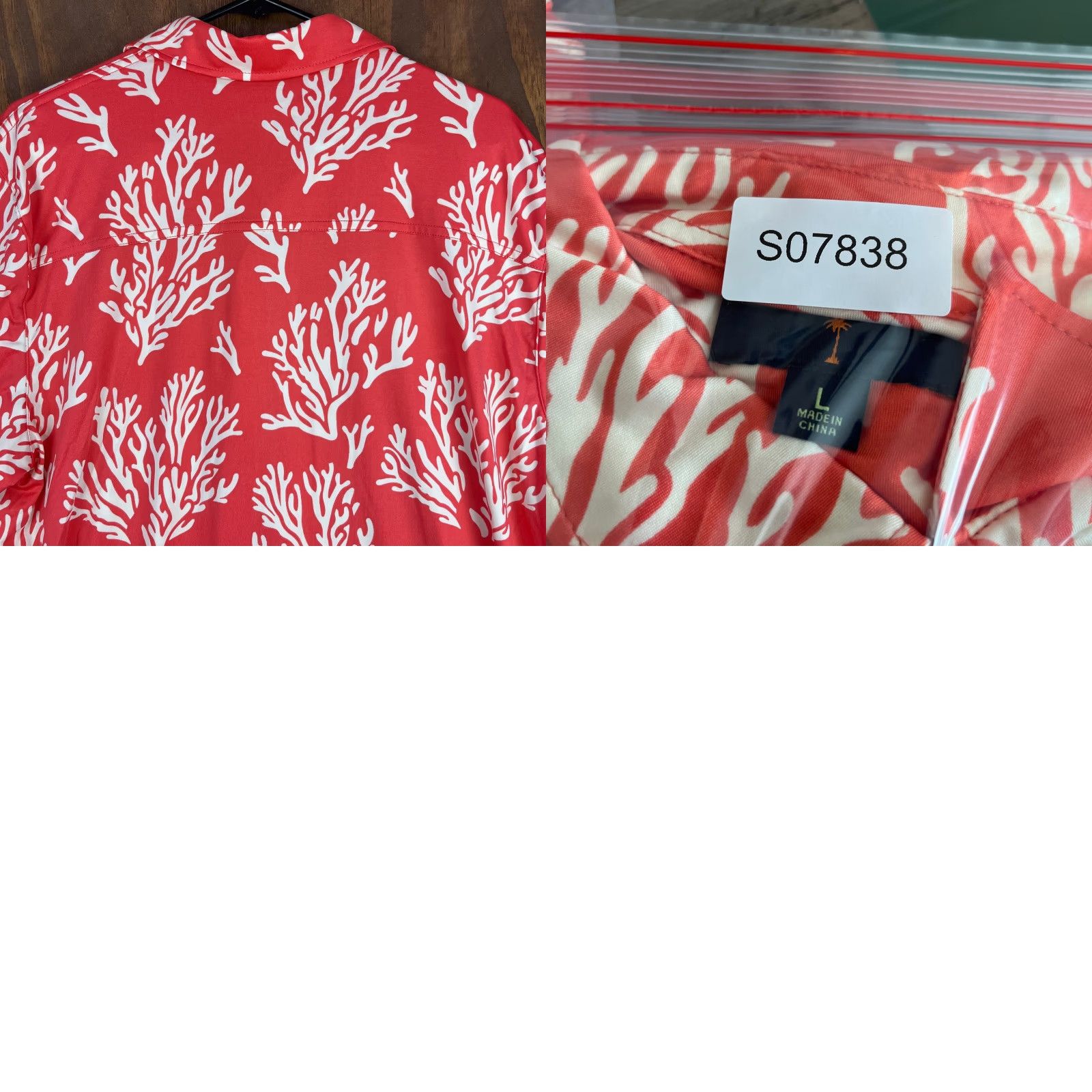 Vintage Margaritaville Mens Shirt Button-Down Large Pink UPF +50 Short Sleeve Nylon Spandex Beachwear Reef Pattern Size US L / EU 52-54 / 3 - 9 Thumbnail