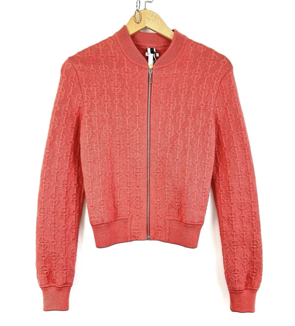Hermes Hermes orange cashmere "Poros" full print zip jacket K12 Size XS / US 0-2 / IT 36-38 - 1 Thumbnail