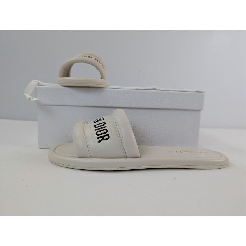 Dior o1rshd1 Every-D Embossed Lambskin Slide Sandal in Off White Size US 7 / EU 40 - 20 Thumbnail