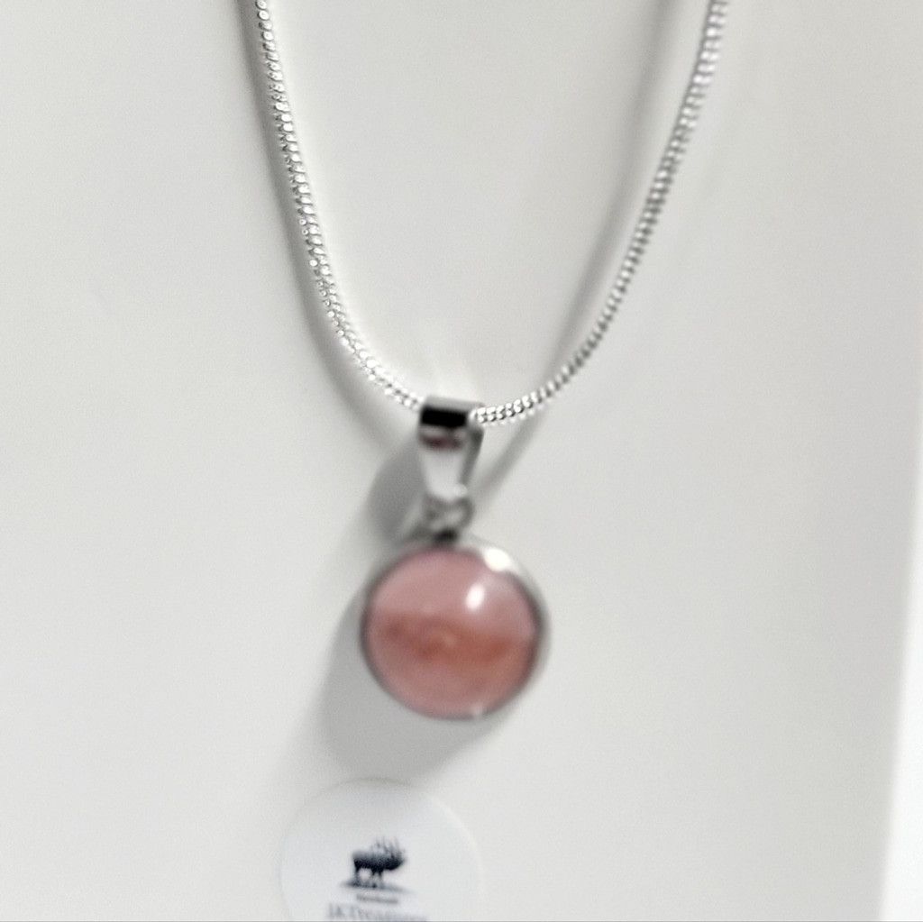Handmade Natural Rose Quartz Pendant 925 Sterling Silver Necklace Size ONE SIZE - 1 Thumbnail