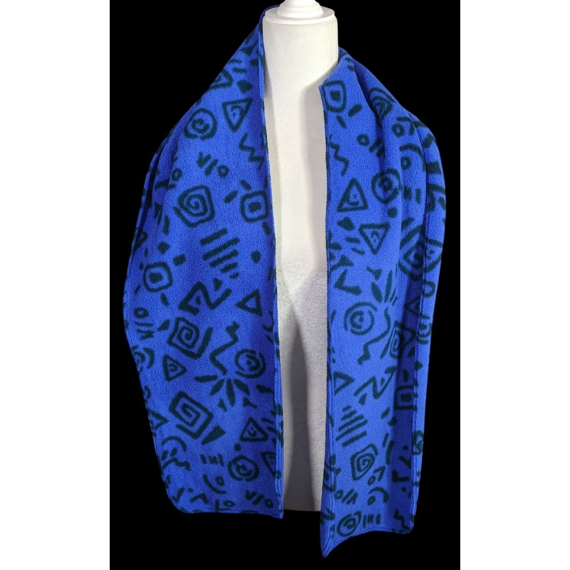 Other Vintage 90s Chinook Abstract Blue Fleece Scarf 68"x8" Warm & Size ONE SIZE - 4 Thumbnail