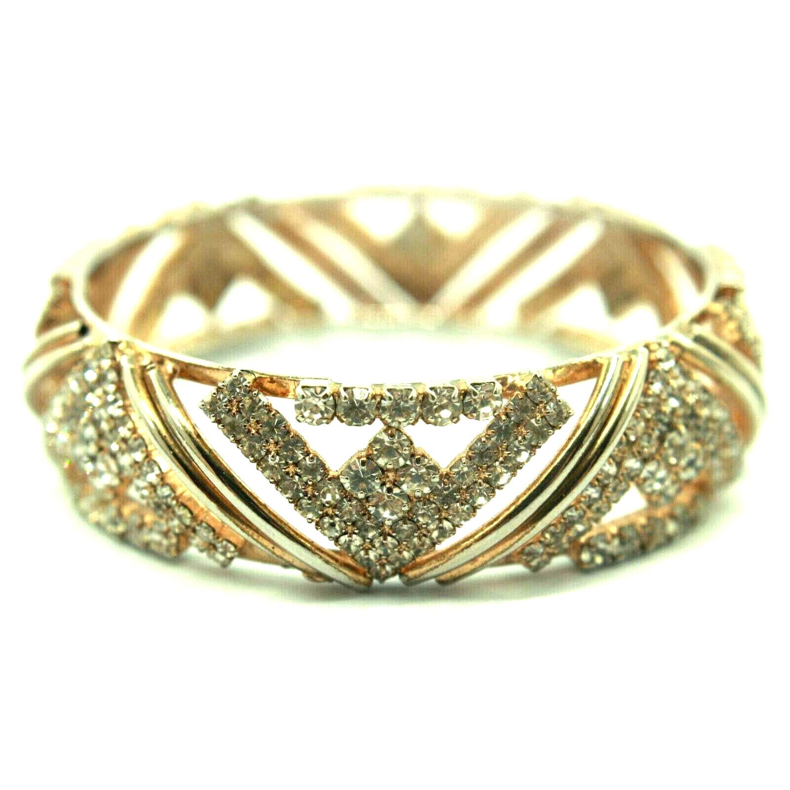 Other Vintage Art Deco Style Rhinestone Studded Cuff Bracelet Size ONE SIZE - 3 Thumbnail