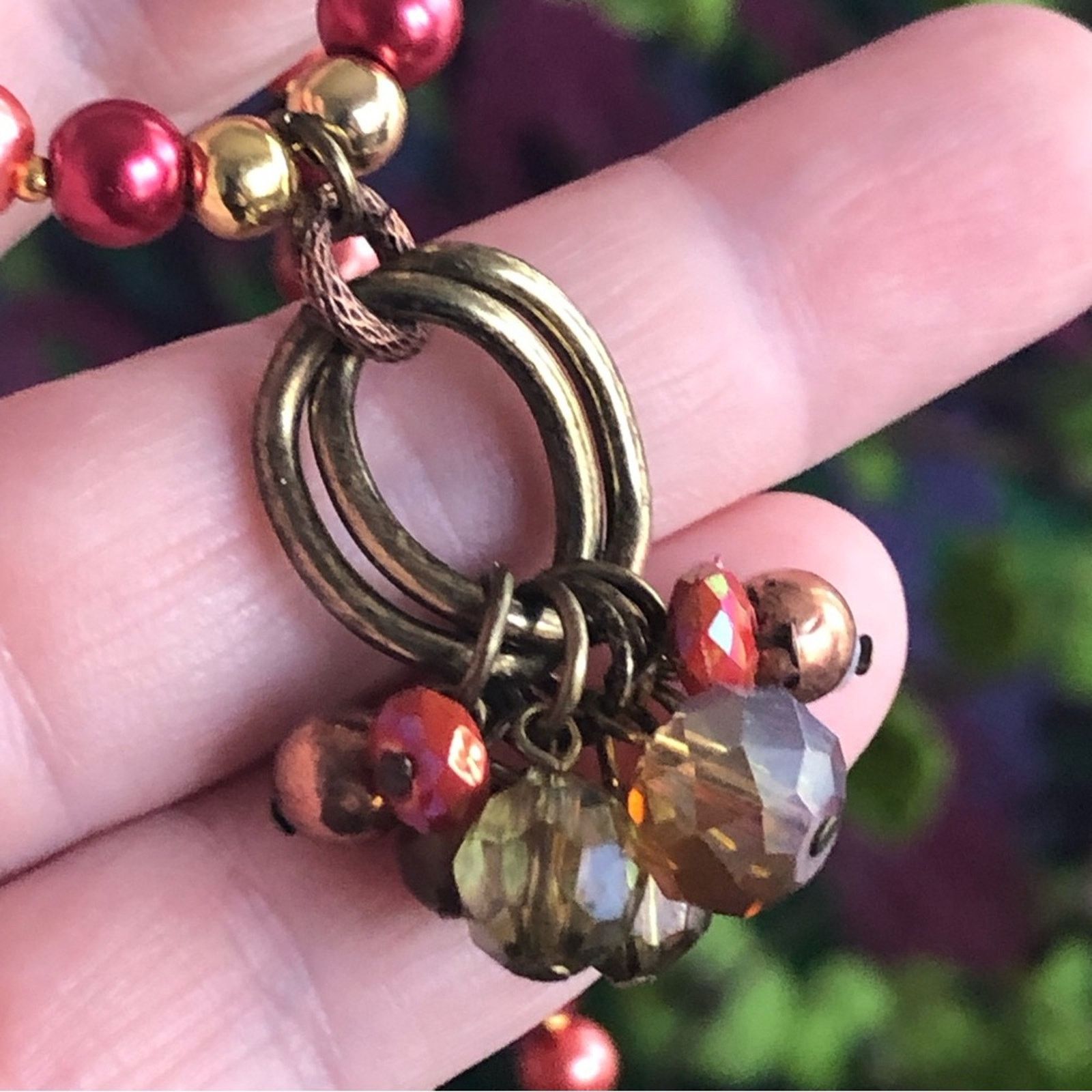 Handmade Handcrafted repurpose beaded cluster pendant Pearl necklace Size ONE SIZE - 8 Thumbnail