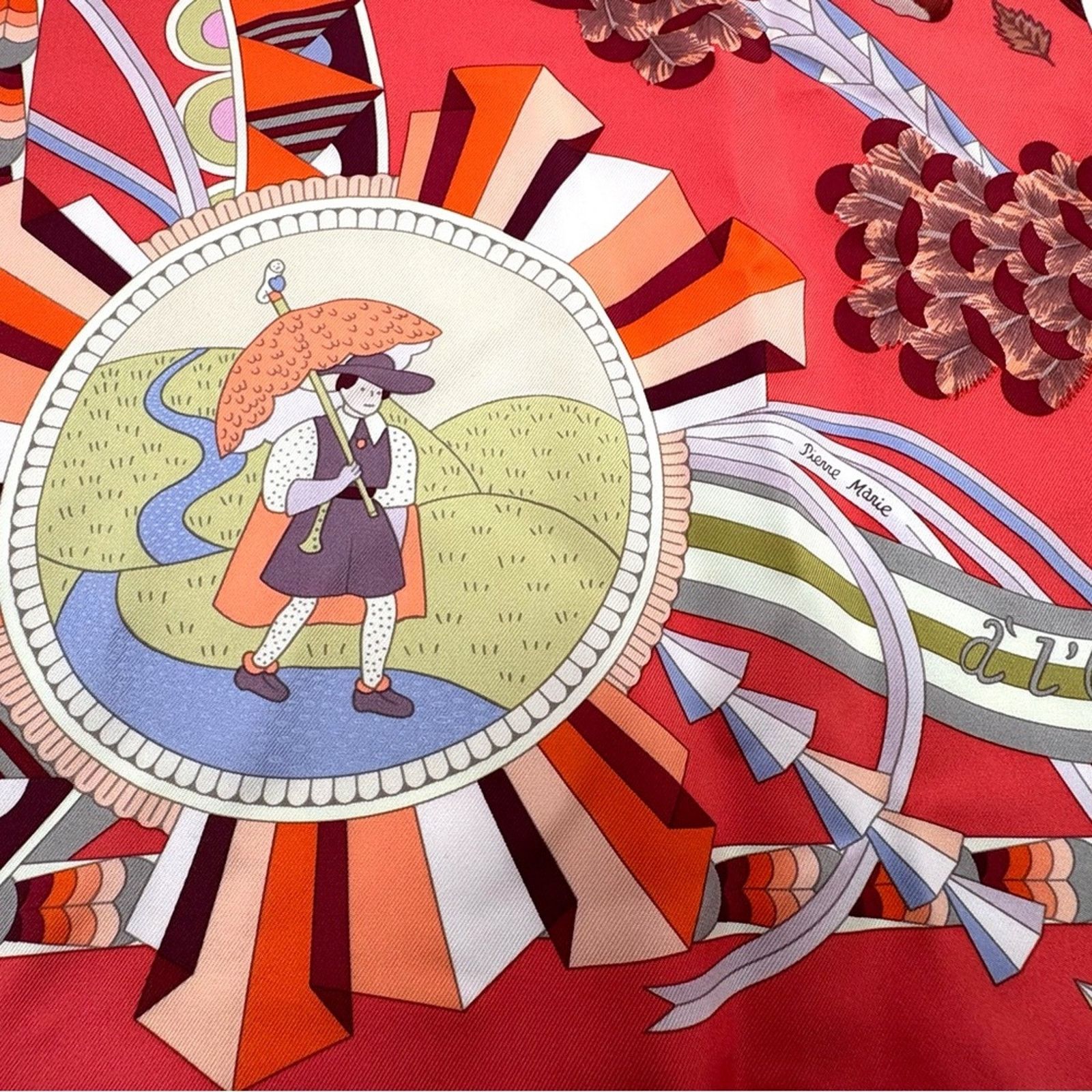 Hermes Hermes silk scarf theme is the magic umbrella coral colorway Size ONE SIZE - 11 Thumbnail