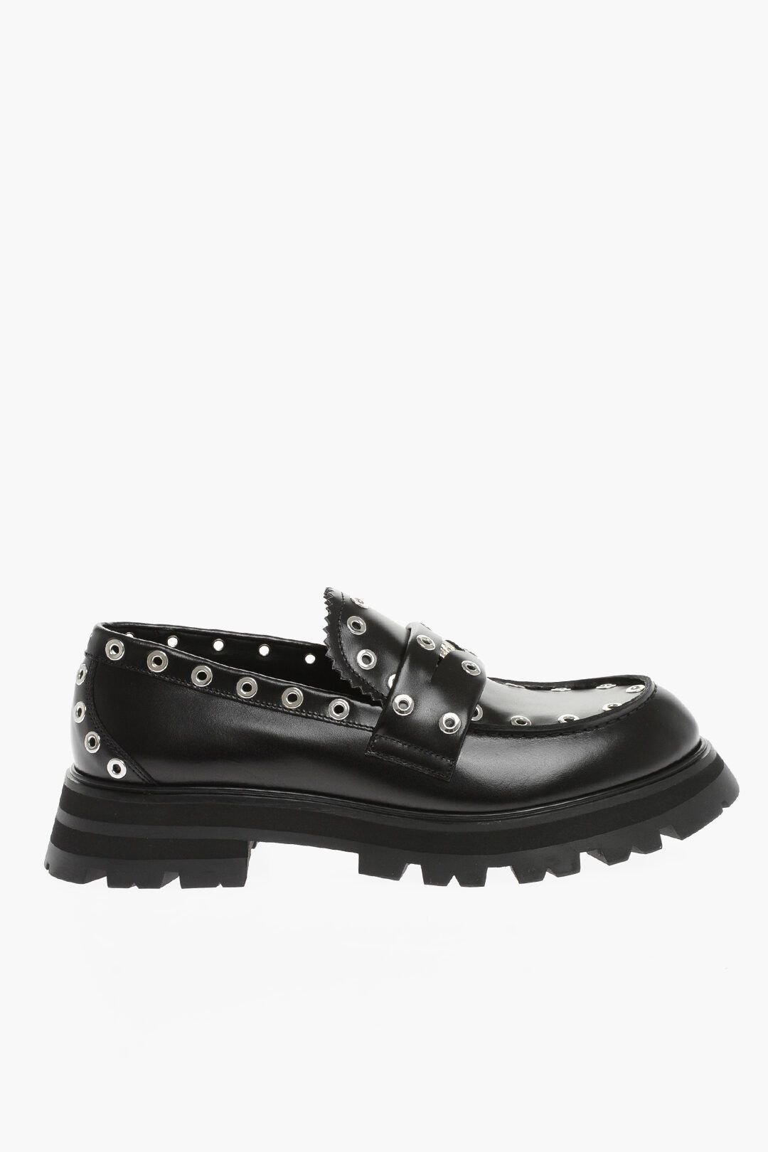image of Alexander Mcqueen Og1Mm0423 Leather Loafers In Black, Men's (Size 7)
