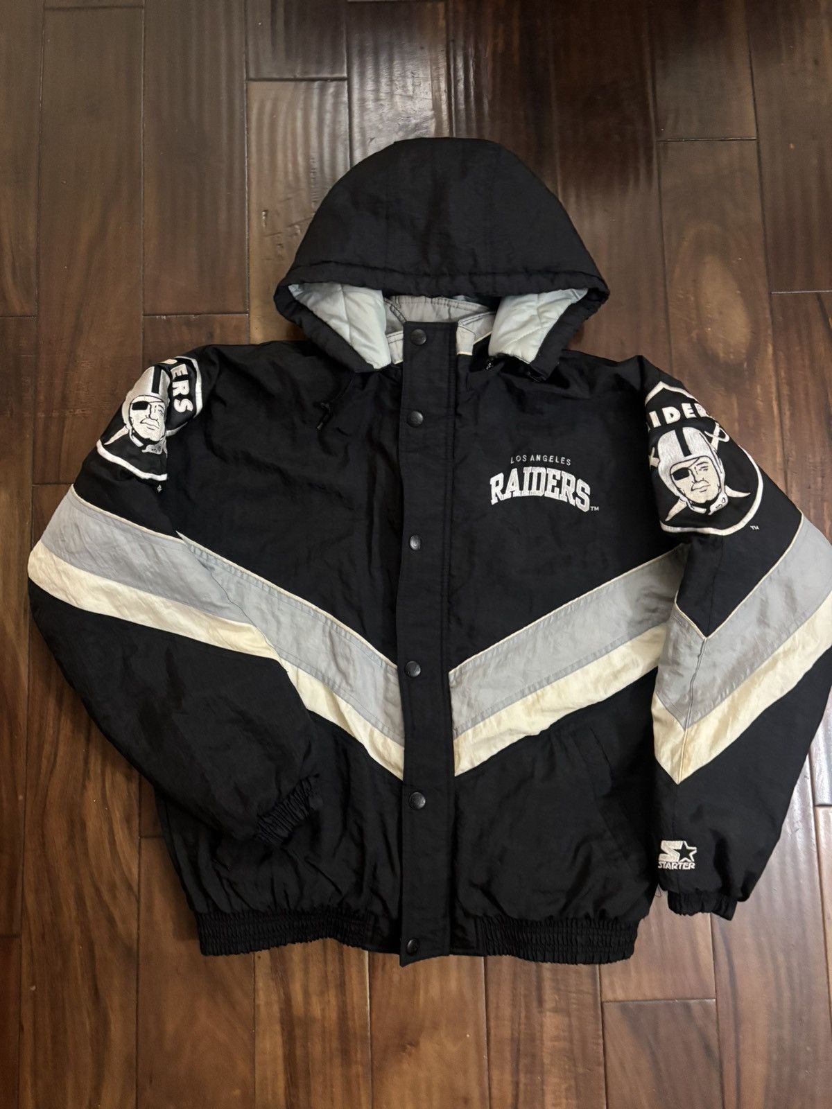 Starter Vintage Raiders Jacket Black Starter Pro Line 90s Size US M / EU 48-50 / 2 - 2 Thumbnail