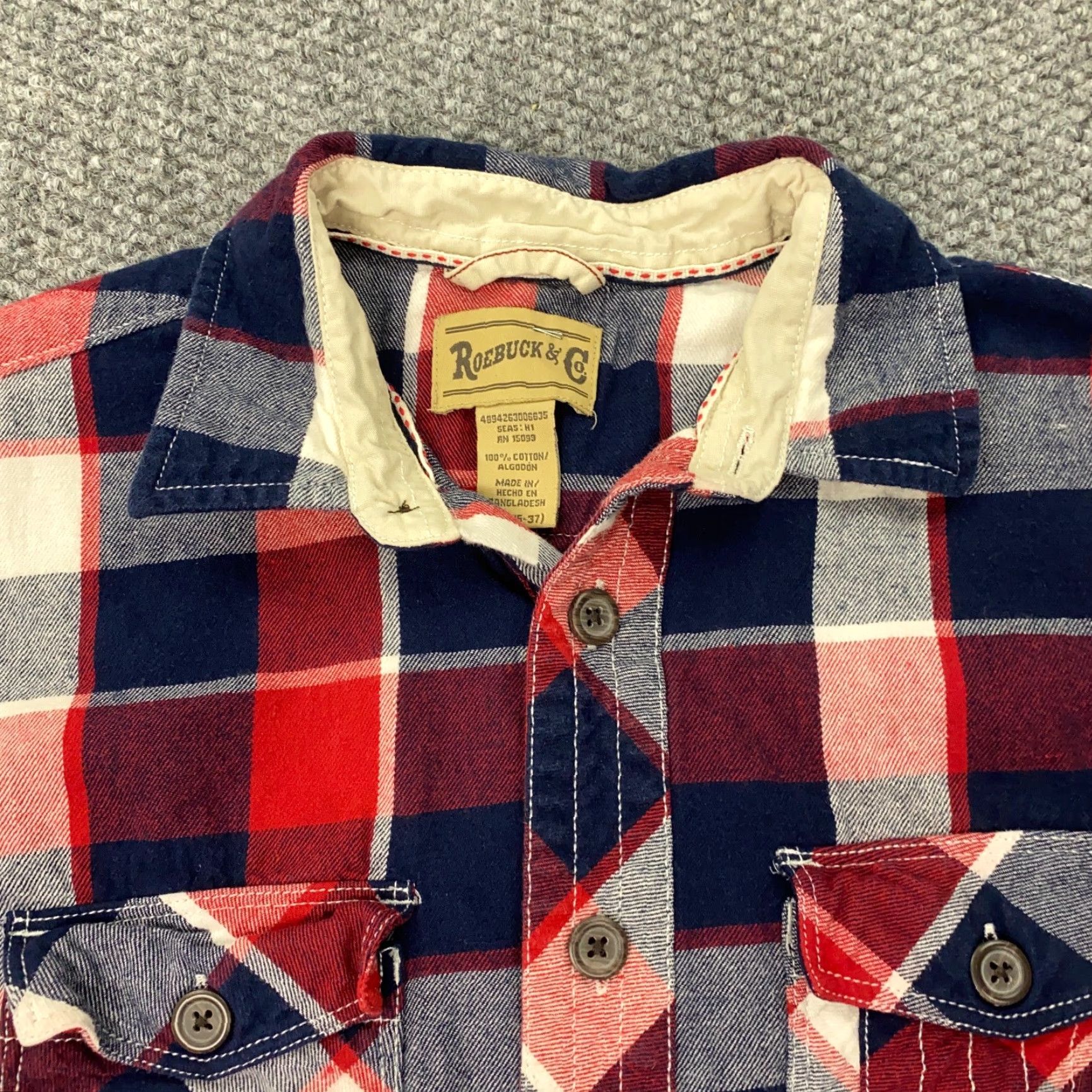 CO VINTAGE Roebuck & Co Flannel Shirt Mens S Blue Red White Plaid Elbow Patches Shirt Mens Small Blue Red White Plaid Elbow Patches Size US S / EU 44-46 / 1 - 6 Thumbnail