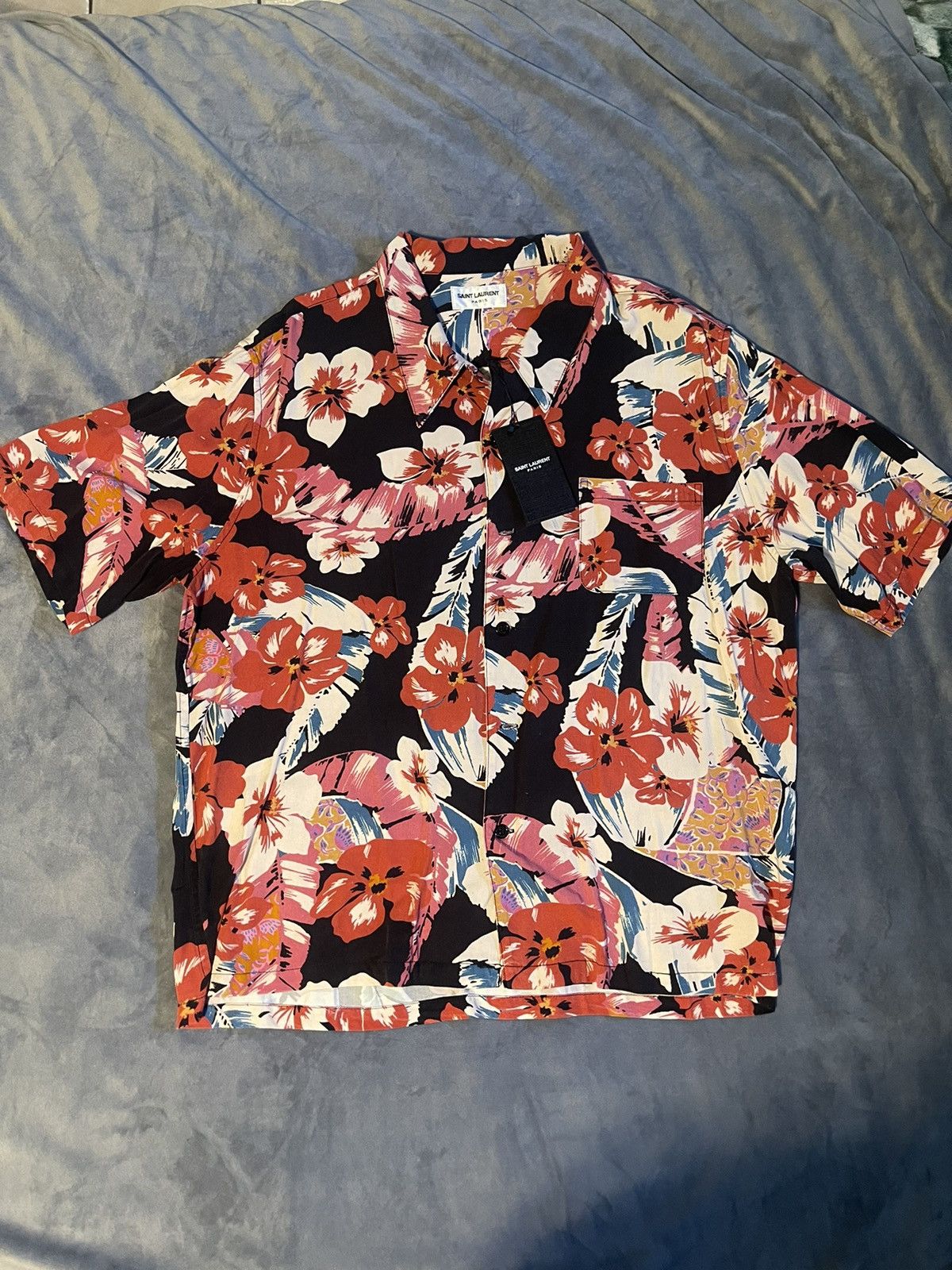 Image of YVES Saint Laurent Hawaii Shirt in Red, Men's (Size 2XL)