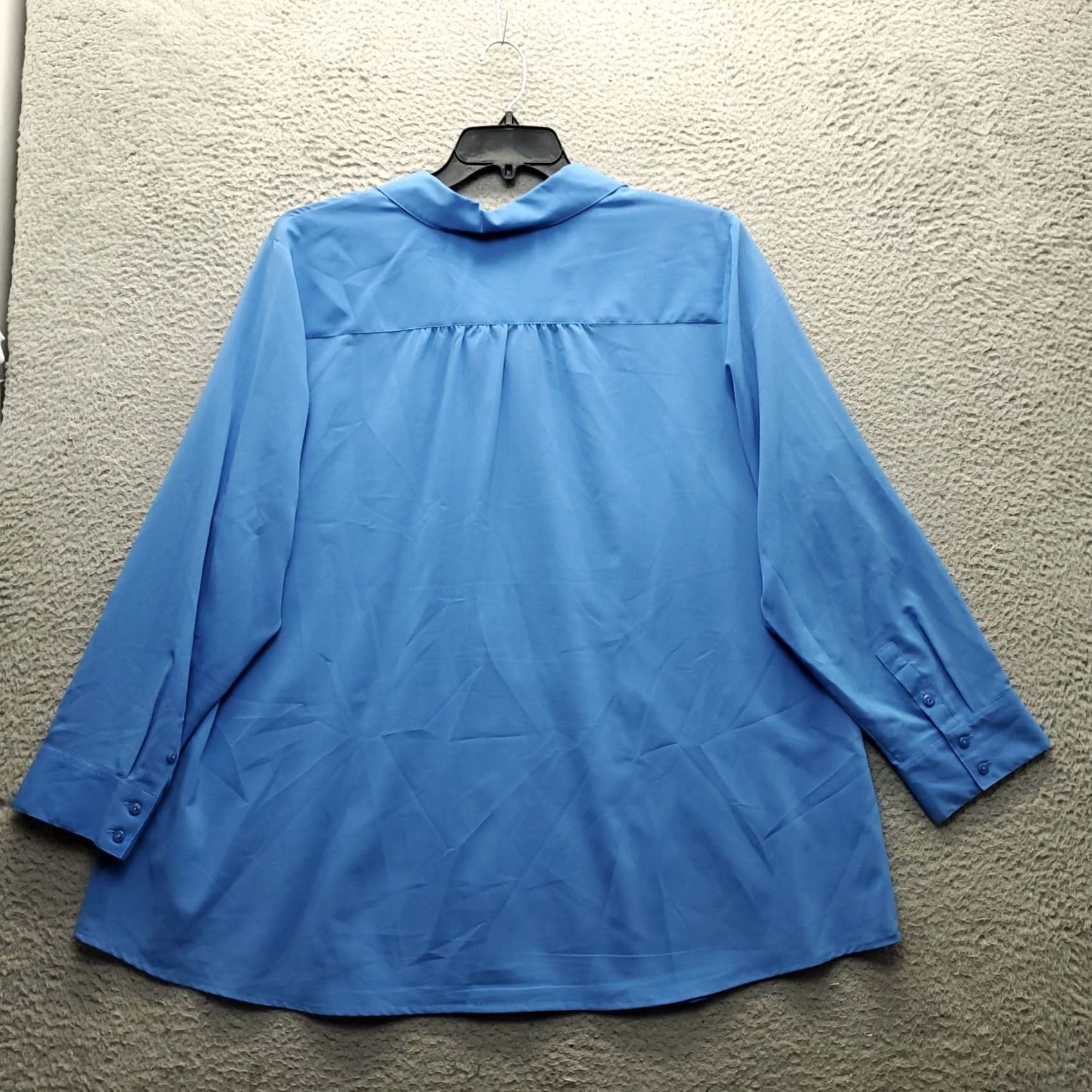 Avenue Avenue Womens Shirt 22/24 Blue Stretch Long Sleeve Collared Button Up Size 3XL / US 20-22 - 2 Thumbnail