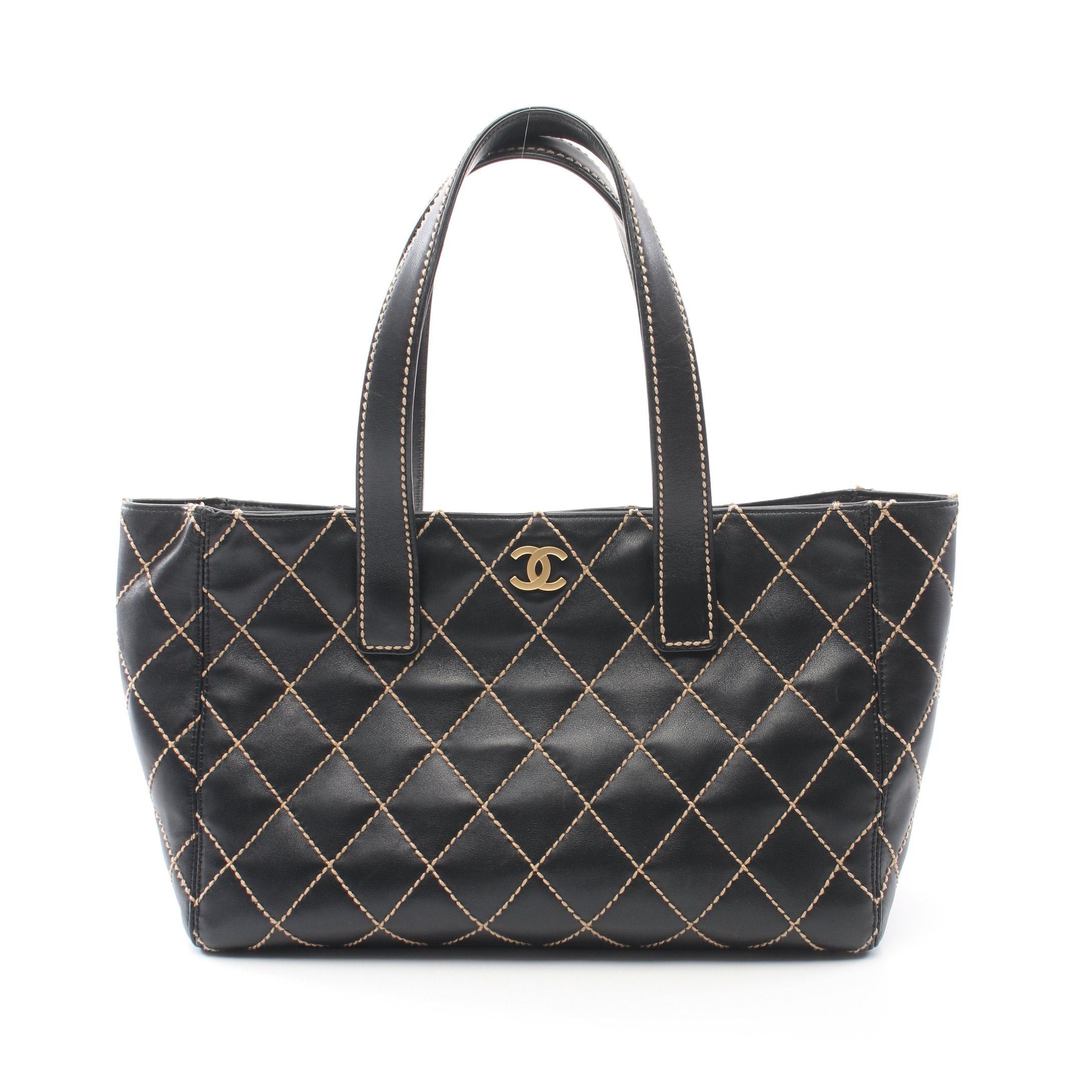 Chanel Chanel Wild Stitch Shoulder Bag Tote Leather Black Gold Hardware Size ONE SIZE - 1 Thumbnail