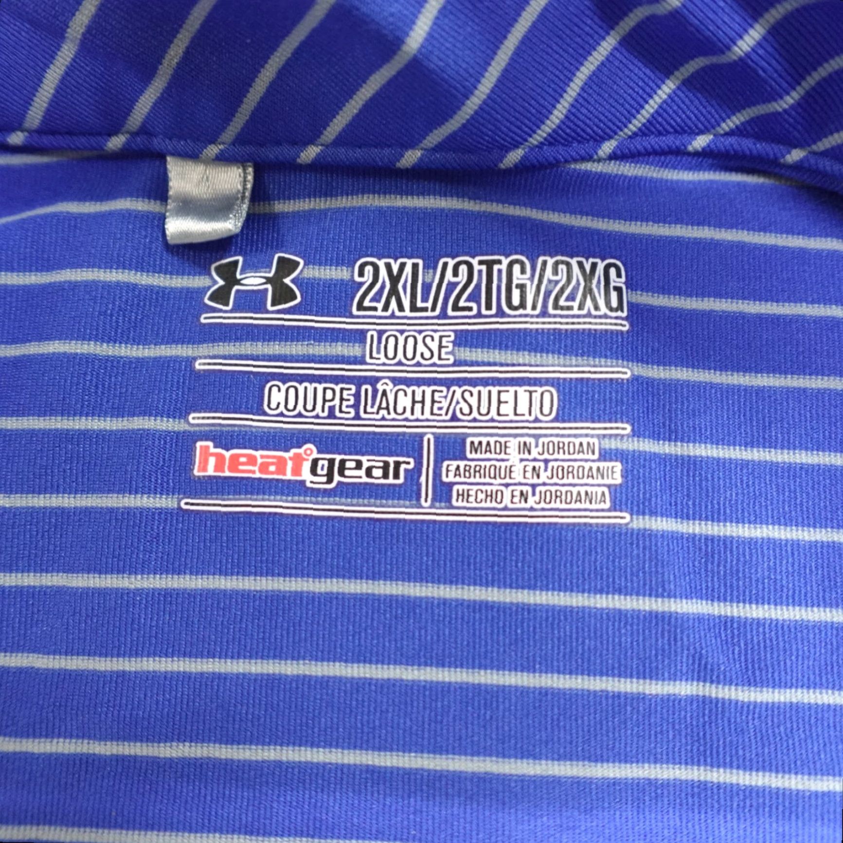 Under Armour Under Armour Polo Shirt 2XL Blue Striped Polo 2XL Men Athletic Regular Short Sleeve Button Collared HeatGear Knitted/Activewear Size US XXL / EU 58 / 5 - 3 Thumbnail