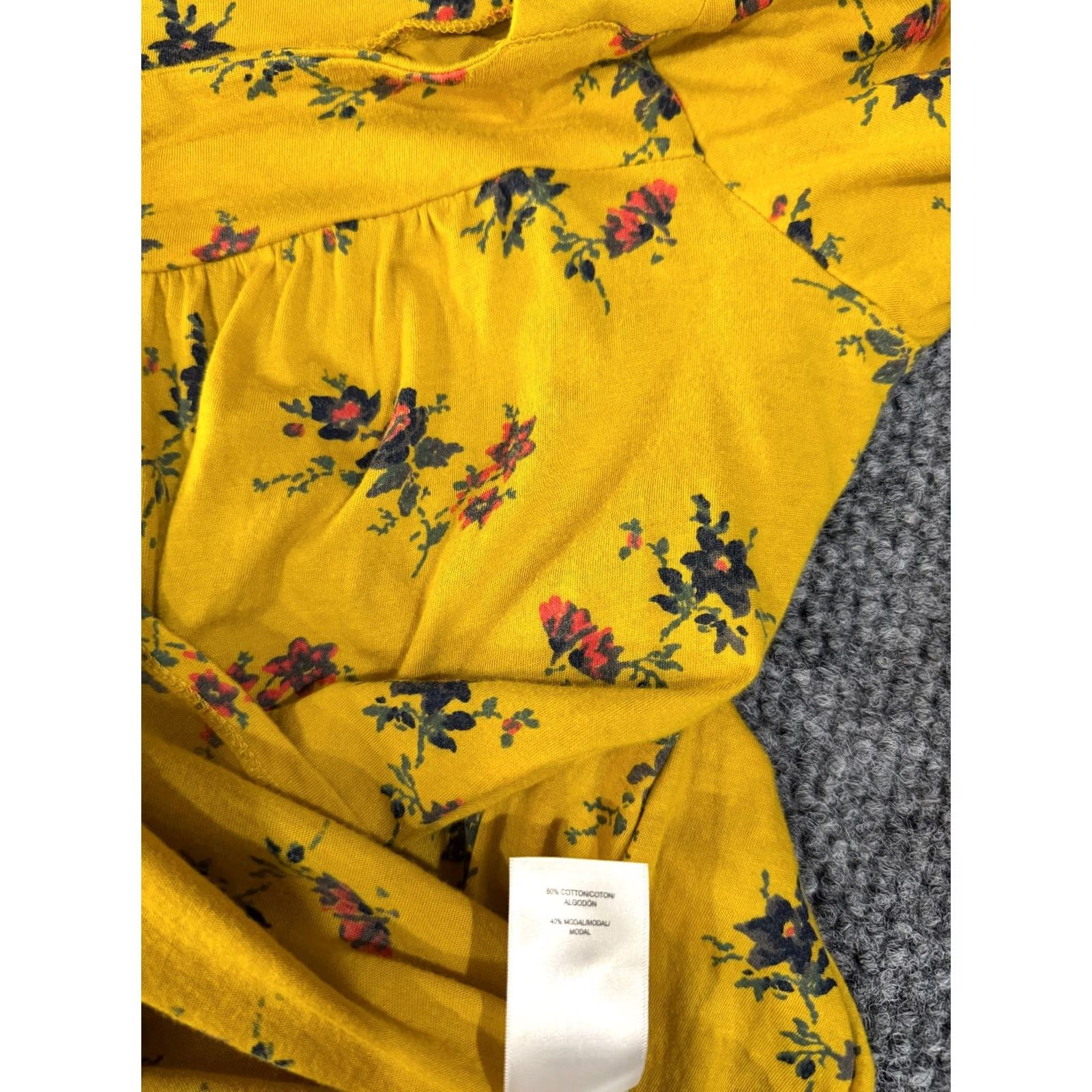Lucky Brand Lucky Brand Blouse Women M Short Sleeve Round Neck Floral Yellow Lightweight Tunic Casual Size M / US 6-8 / IT 42-44 - 7 Thumbnail