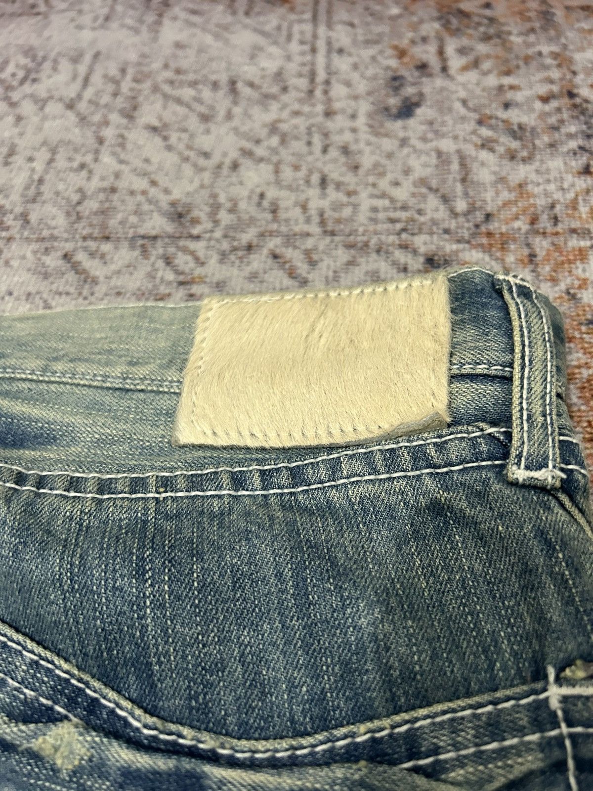 If Six Was Nine Urban Craft HonneyComb Painted Distressed Jeans Size US 34 / EU 50 - 12 Thumbnail