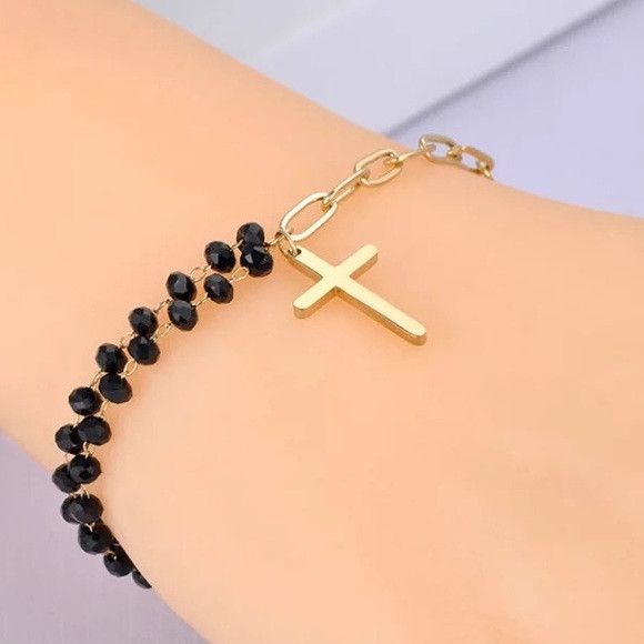 Other Stainless Steel Black Crystal Chain Bracelet Size ONE SIZE - 2 Thumbnail
