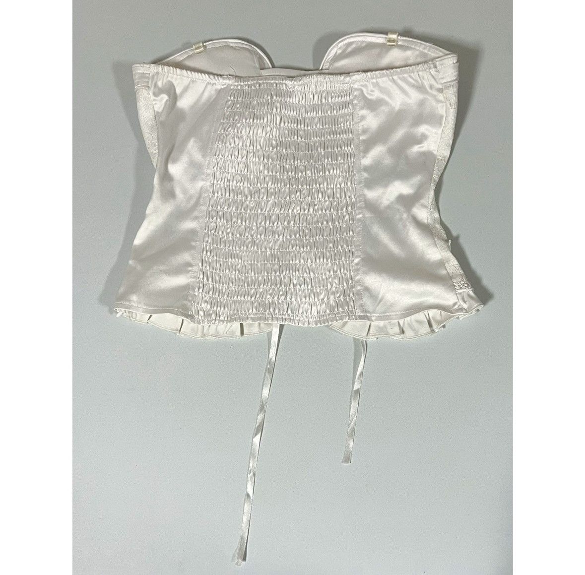 Vintage White Embroidered Floral Tie-Up Bridal Corset Top Lingerie 🤍 Size ONE SIZE - 6 Thumbnail