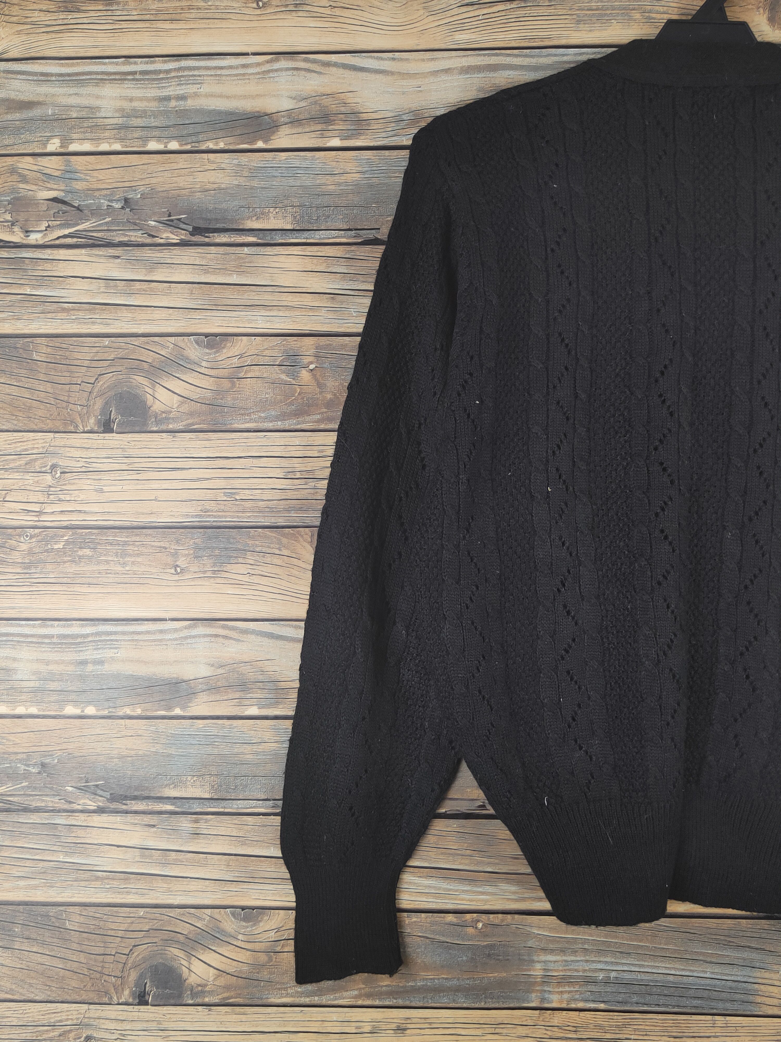 Aran Isles Knitwear × Japanese Brand More Criss Black Knitwear Cardigan #W1216 Size M / US 6-8 / IT 42-44 - 8 Thumbnail