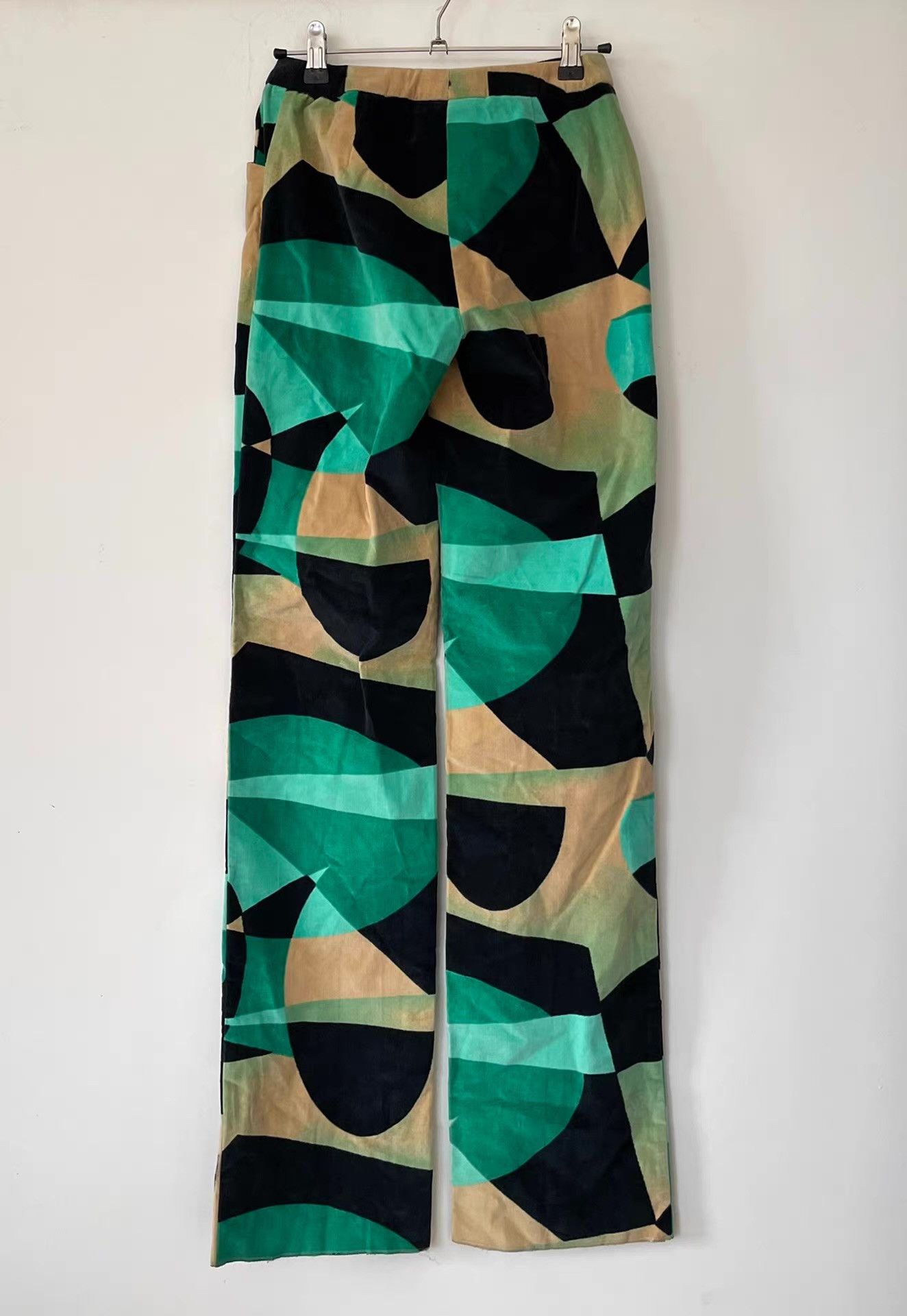 Versace Versus Versace Women's Geometric Printed Velvet Pants Ｑ21 Size 38" / US 16 / IT 52 - 2 Thumbnail