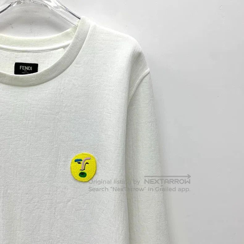Fendi Fendi White Flocked Pattern Sweatshirt. Size US L / EU 52-54 / 3 - 3 Thumbnail