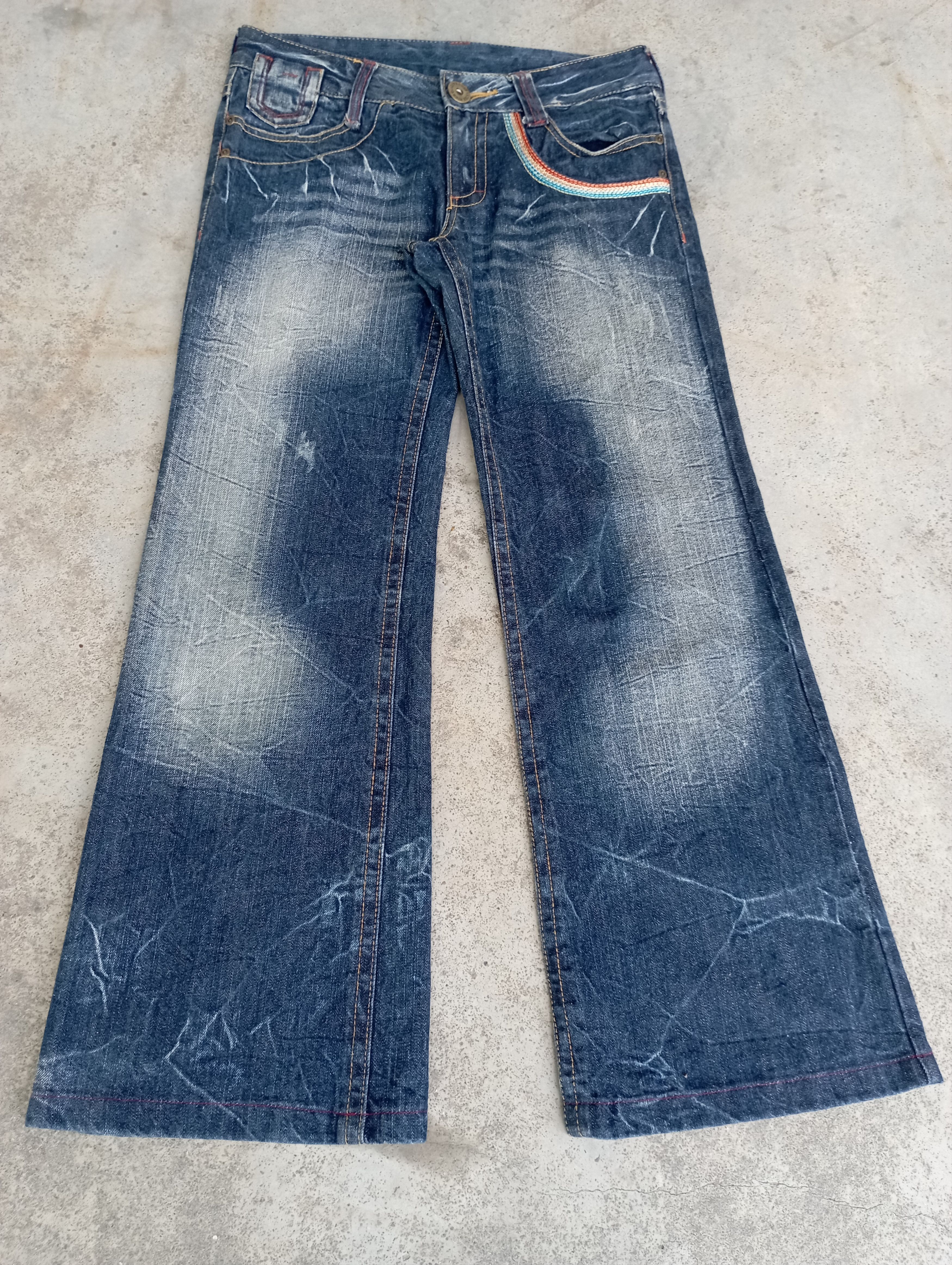 Tornado Mart Super Flare Jeans Japan lightning Wash Baggy Flare Jeans Size US 30 / EU 46 - 2 Thumbnail