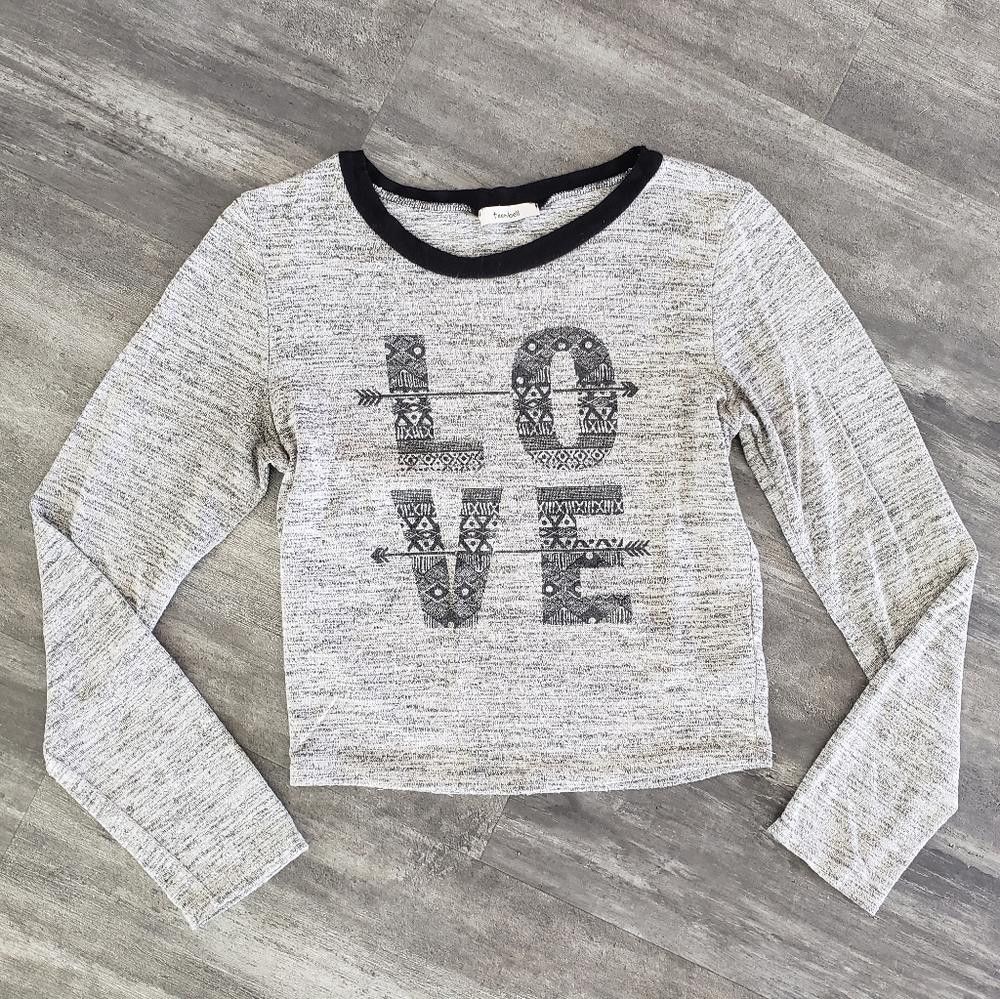 Designer Grey Black Love Cropped TeenBell Long Sleeve Size M / US 6-8 / IT 42-44 - 1 Thumbnail