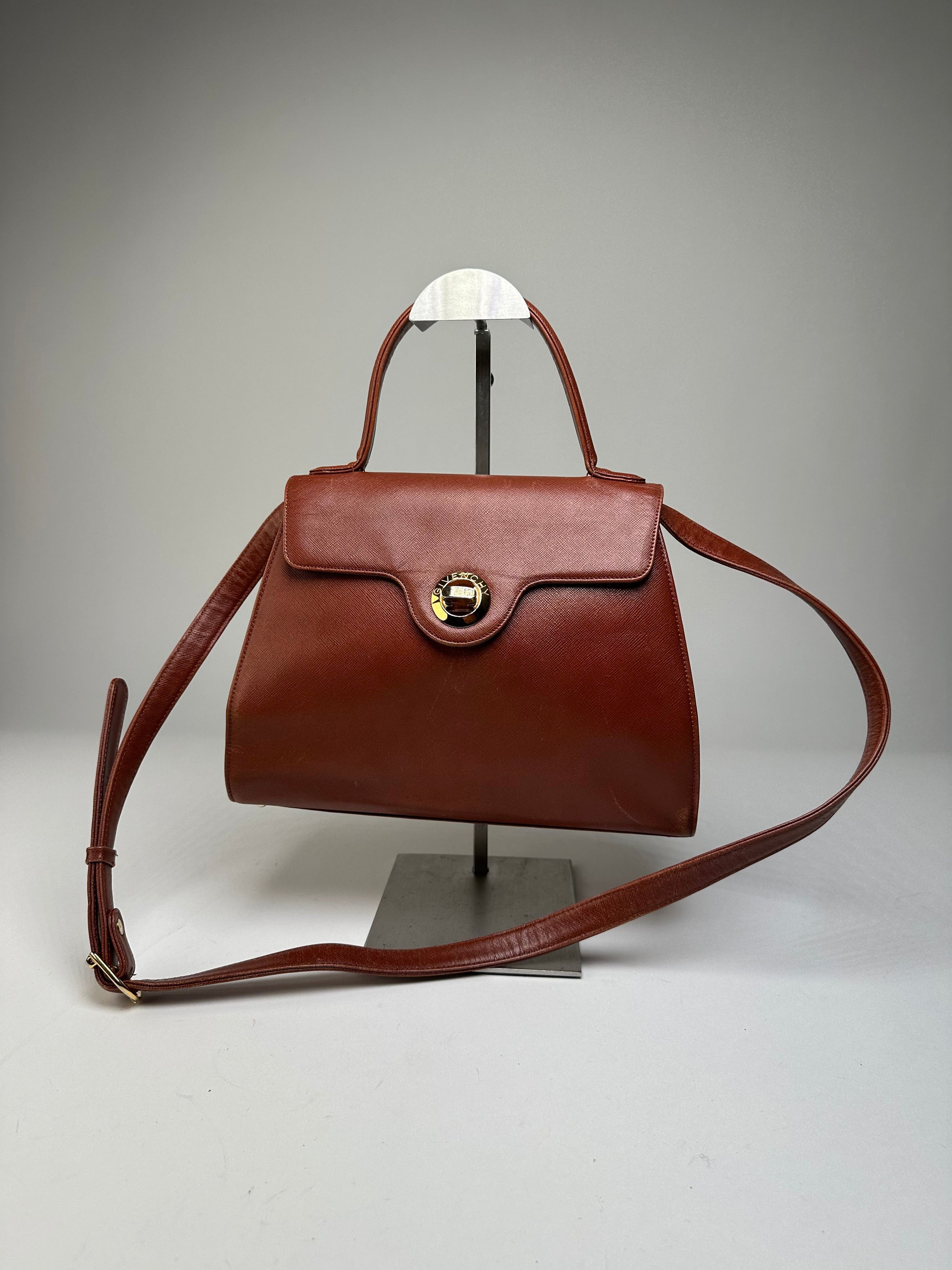 Givenchy Vintage Structured Leather Handbag Rust Gold Size ONE SIZE - 1 Thumbnail
