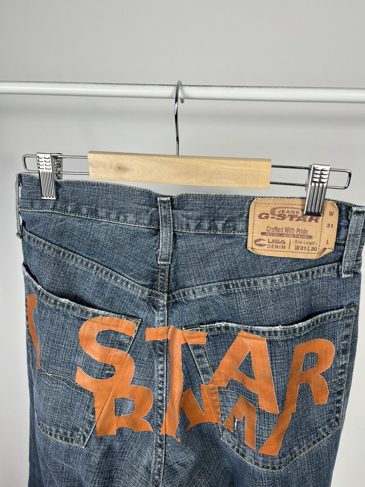 G-Star G Star Raw Jeans Custom Big Logo W31 L30 Blue Straight Fit Size US 31 - 6 Thumbnail