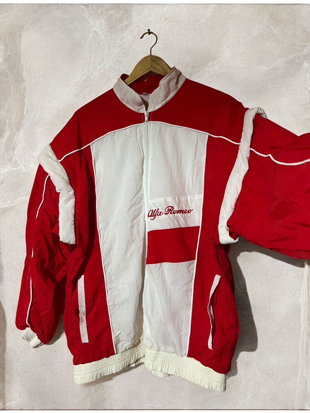 Vintage ALFA ROMEO 90s TRACK SUIT RACING Vintage Nylon pants jacket Size US M / EU 48-50 / 2 - 5 Thumbnail