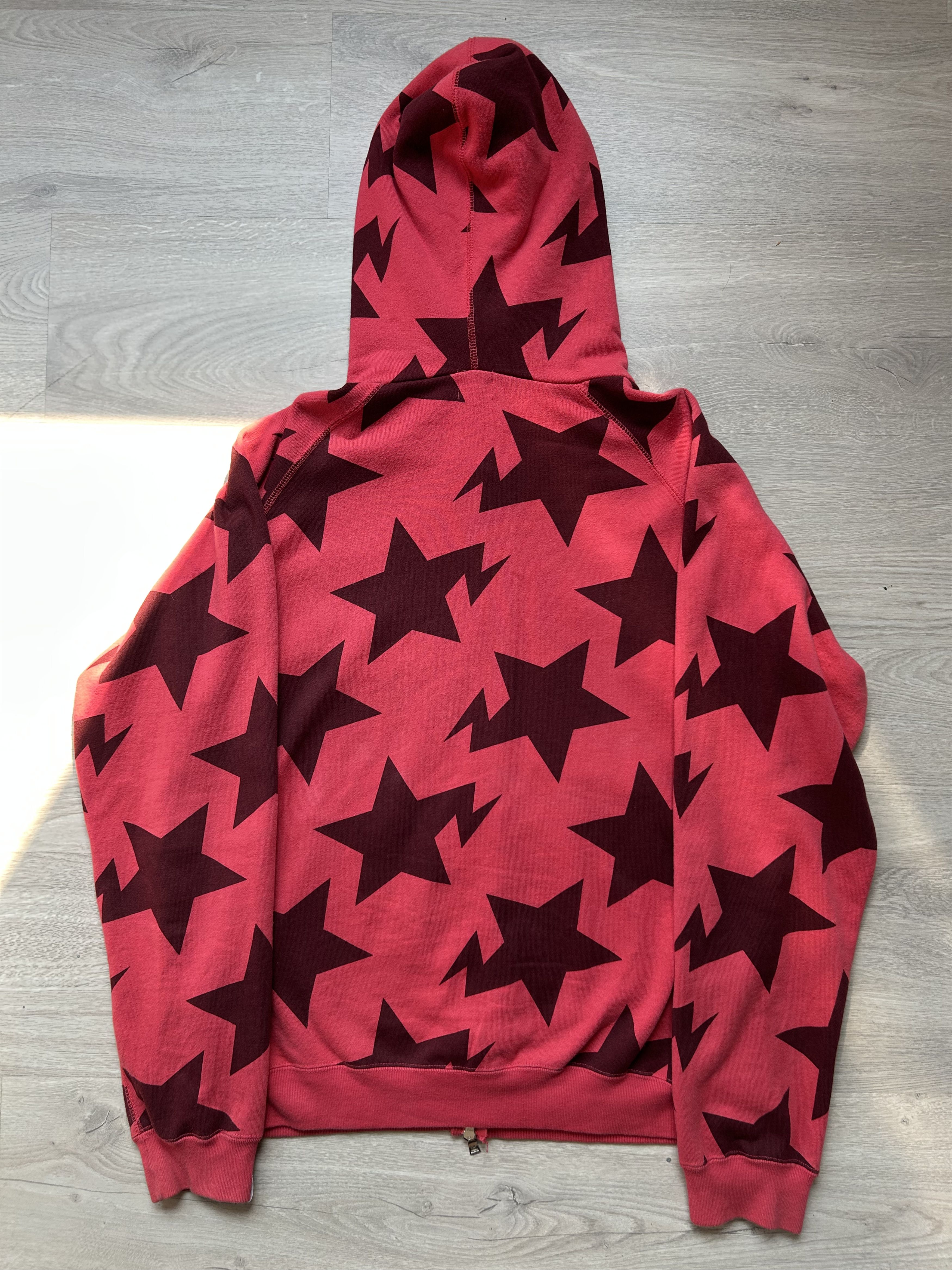 Bape Bape Star Pattern Full Zip Hoodie Red [Size M] Size US M / EU 48-50 / 2 - 6 Thumbnail