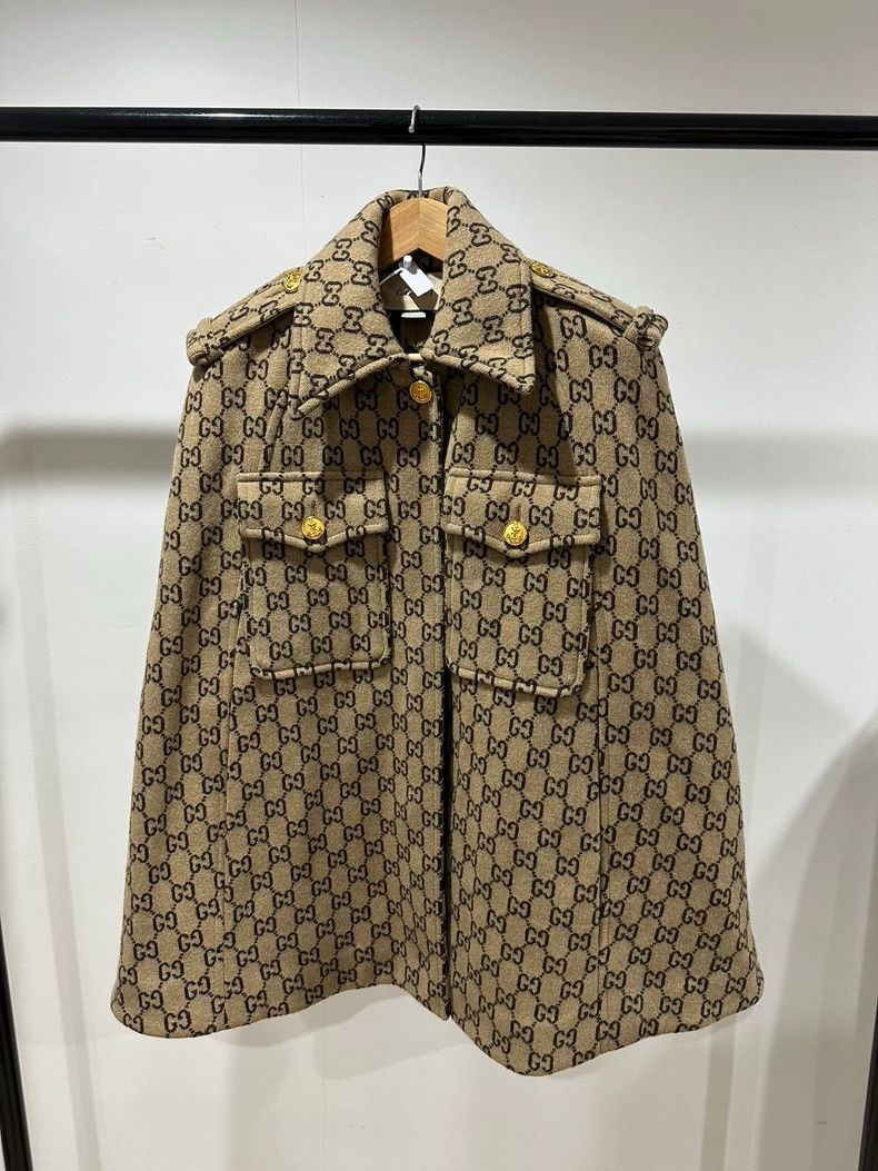Gucci Gucci Old flower full print GG wool cloak jacket 2501-Nexta Size US XS / EU 42 / 0 - 1 Thumbnail