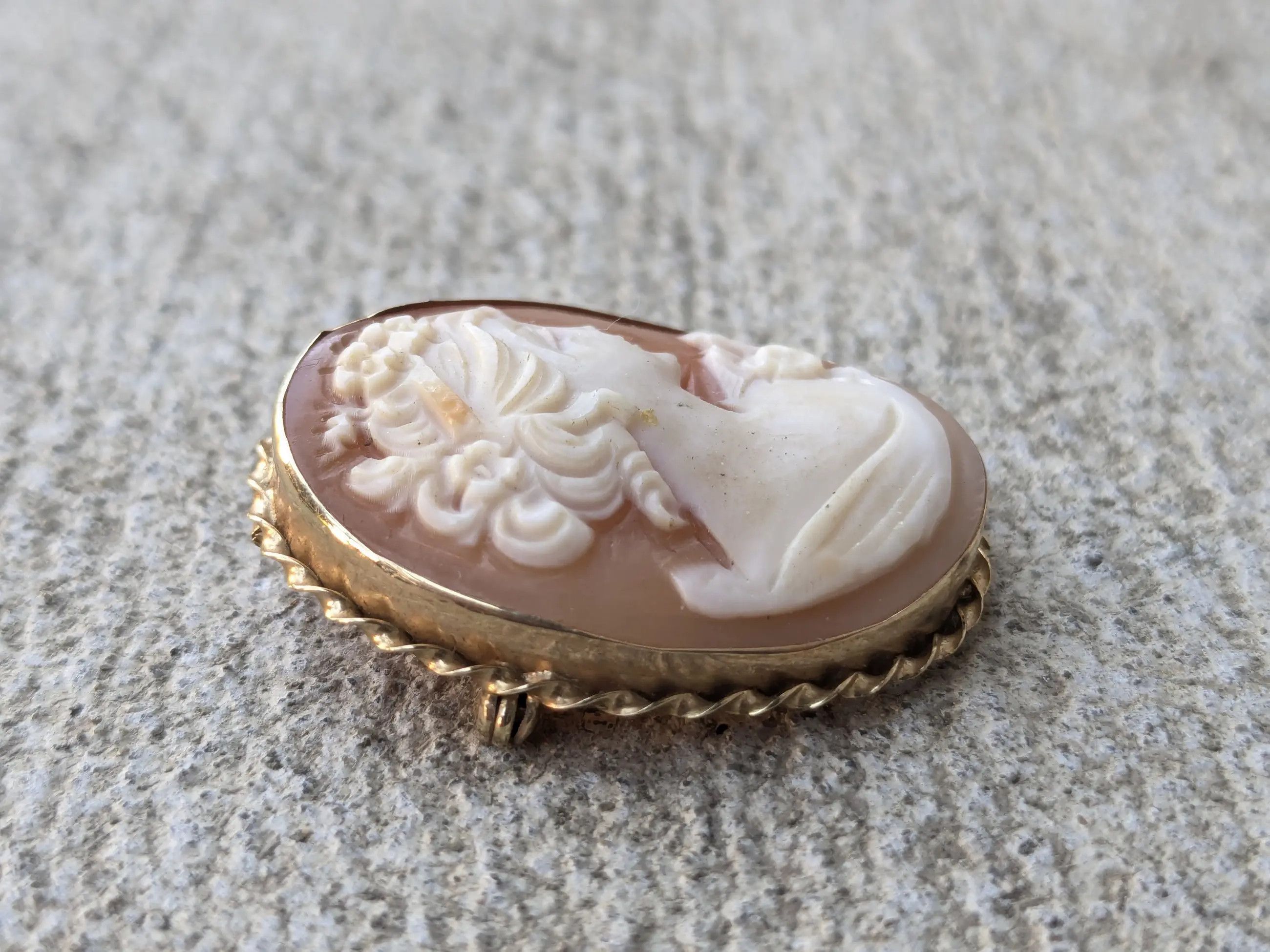 Jewelry 14k Gold Brooch Bust Cameo Antique Vintage Size ONE SIZE - 2 Thumbnail