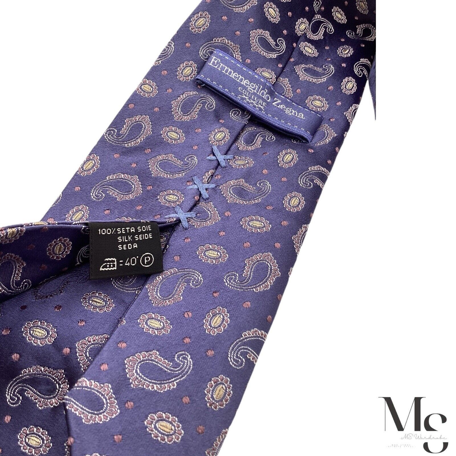 Ermenegildo Zegna ERMENEGILDO ZEGNA COUTURE PURPLE Paisley Silk Tie In Made It Size ONE SIZE - 5 Thumbnail