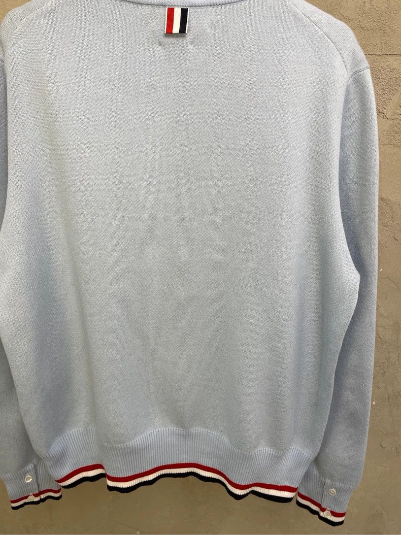 Thom Browne Thom browne Haze blue fleece tennis hem stripe round-neck s Size US M / EU 48-50 / 2 - 4 Thumbnail