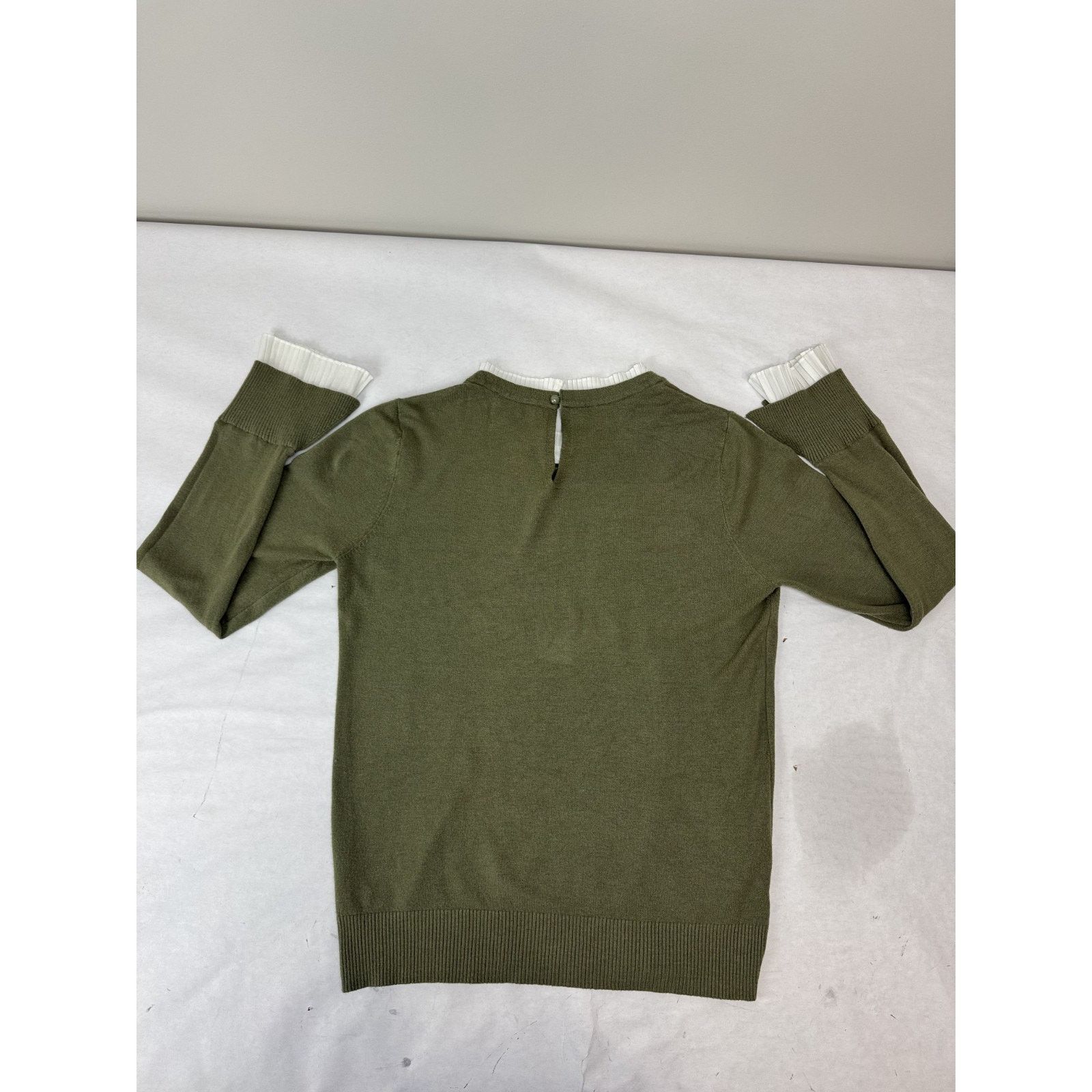 Other Siani Milano Olive Green Sweater White Pleated Cuff Large Size L / US 10 / IT 46 - 7 Thumbnail