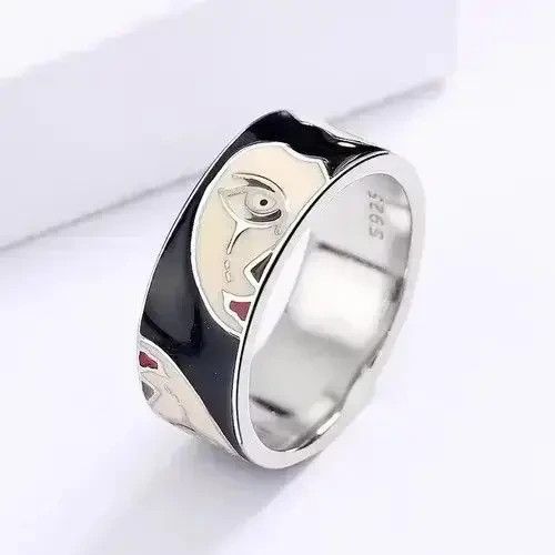 Japanese Brand Creative Handmade Irregular Half Face Enamel Heart Ring Size ONE SIZE - 2 Thumbnail