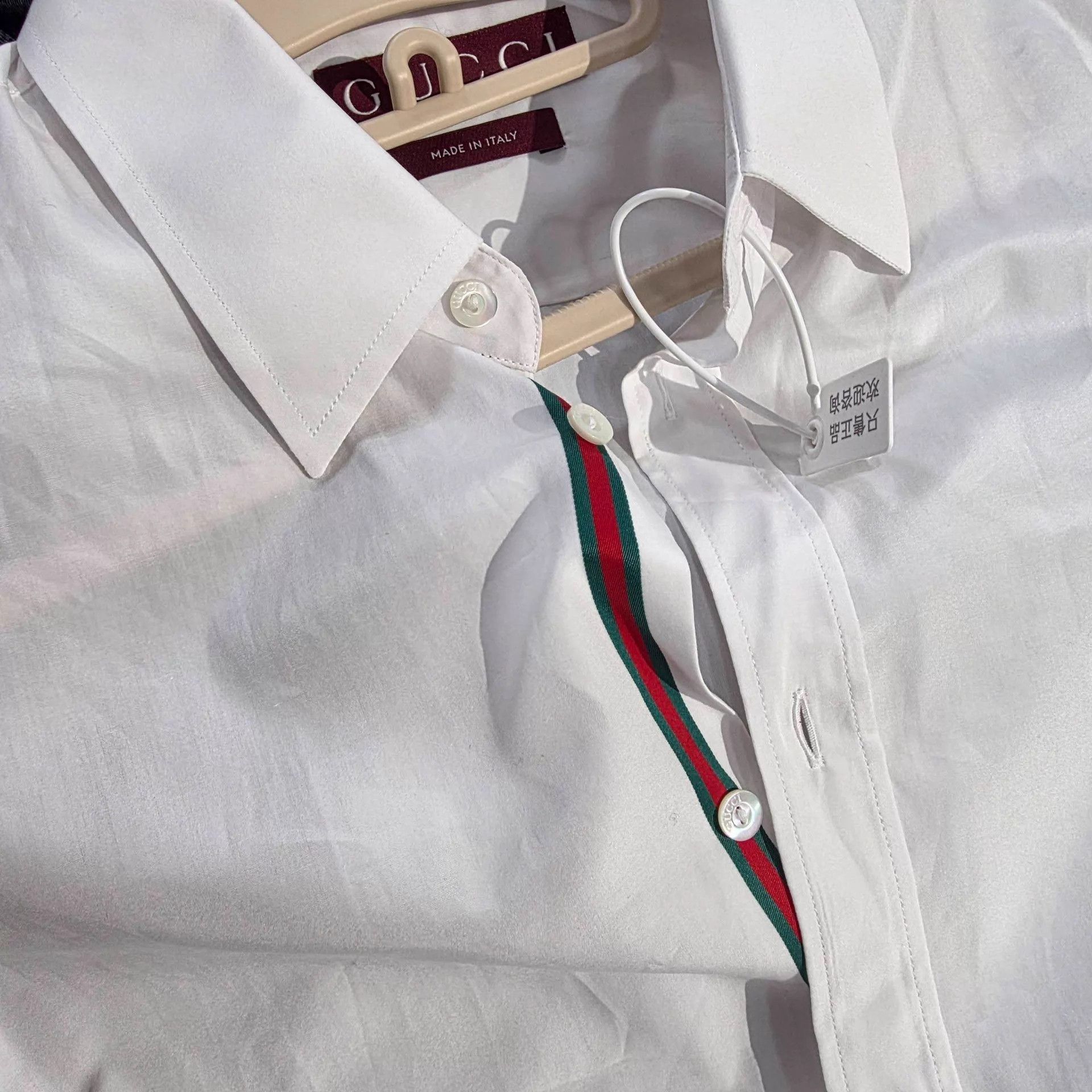 Gucci GUCCI White Striped Placket LS Shirt 40 M Size US M / EU 48-50 / 2 - 2 Thumbnail
