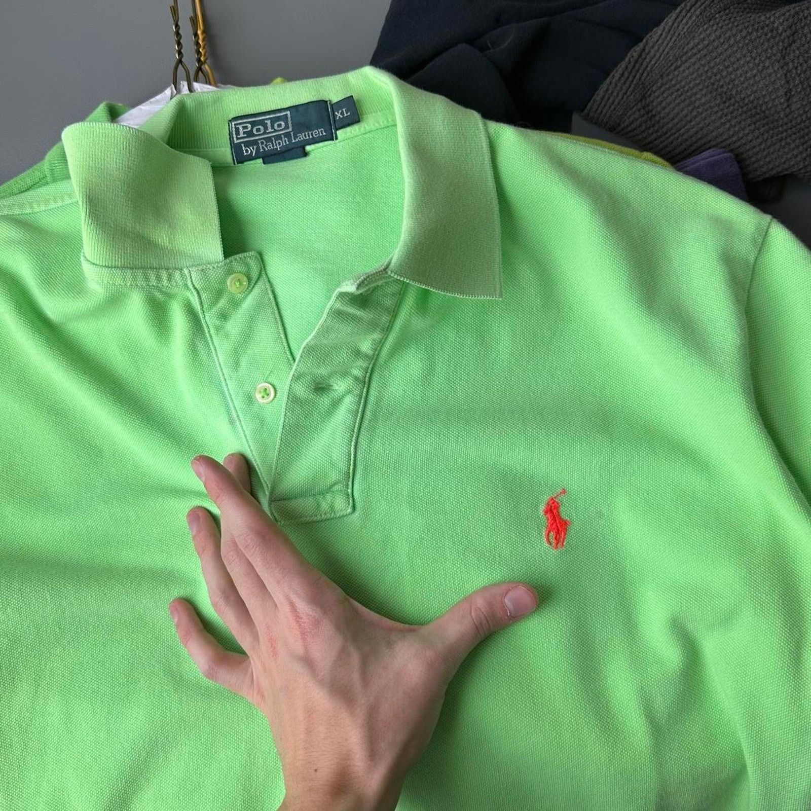 Polo Ralph Lauren Green Orange Polo Ralph Lauren Embroidered Polo Size US XL / EU 56 / 4 - 4 Thumbnail