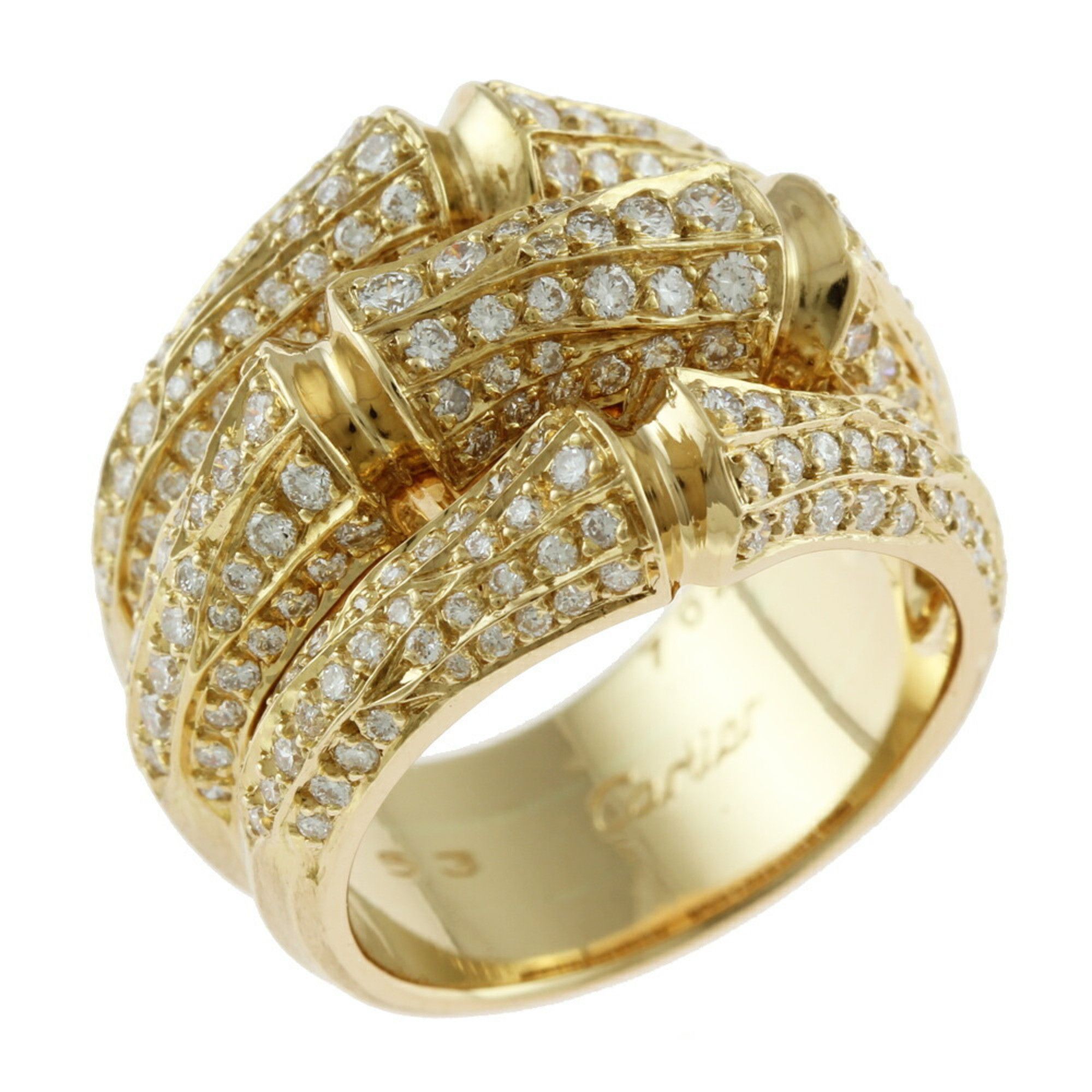 image of Cartier Bamboo Diamond Ring No. 12 18K Yellow Gold Ladies Cartier, Women's