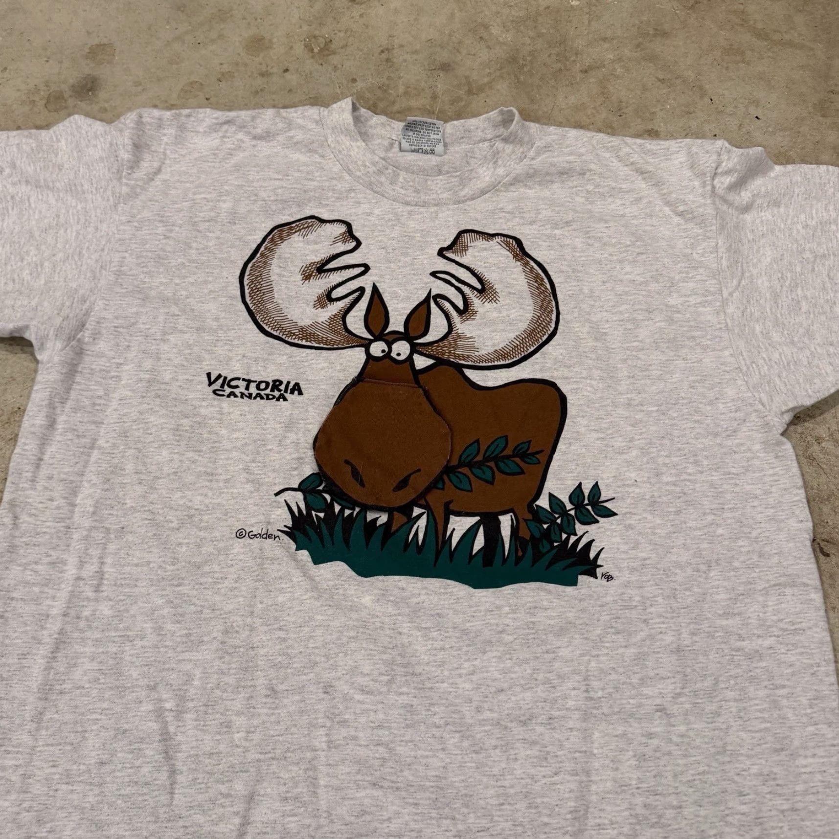 Vintage VINTAGE Moose Humor 90s Victoria Canada Mens XL T-Shirt Gray Short Sleeve Graphic Print Regular USA Mens Size US XL / EU 56 / 4 - 4 Thumbnail