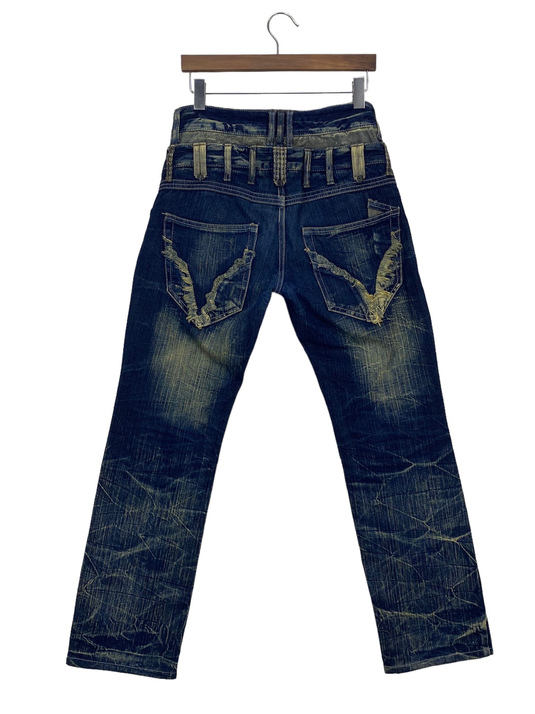 image of Rockers x Workers Double Waist Jeans Japanese Punk Rock Traditional Trim Pants in Blue (Size 30)