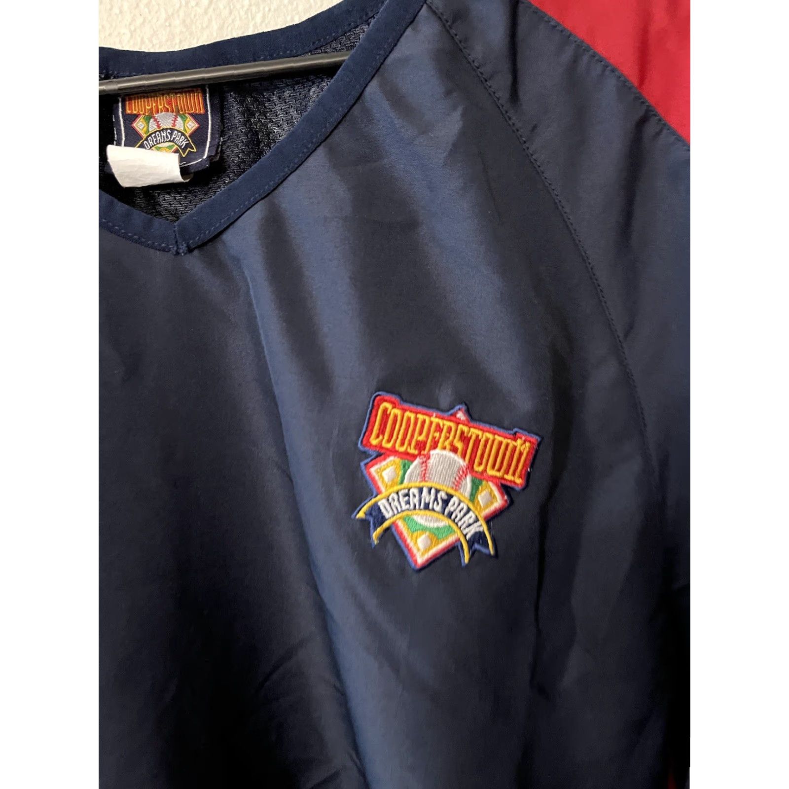 Vintage Cooperstown Authentic Mens Pullover Wind Shirt Casual Short Sleeve V-Neck Navy Blue Red 100% Polyester Softshell Embroidered Dream Size US M / EU 48-50 / 2 - 3 Thumbnail