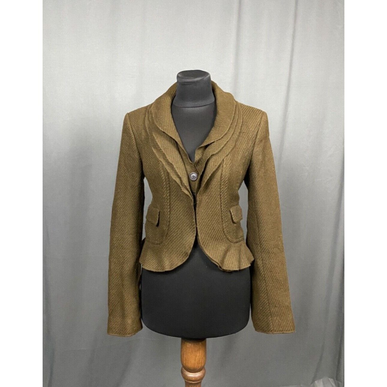 MINT! Burberry Herringbone Sample Green Brown Wool Blazer Ja