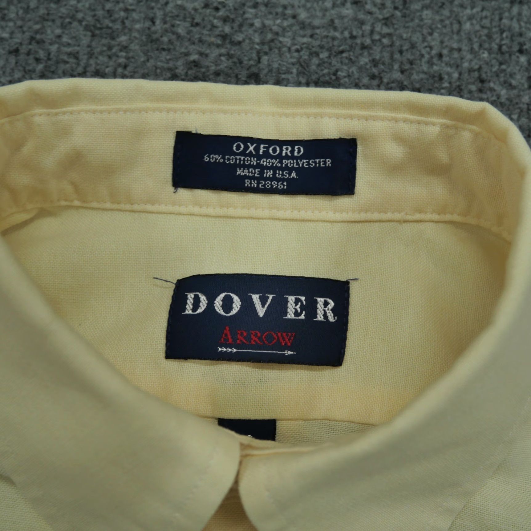 Arrow VINTAGE Arrow Shirt Mens 16 Yellow Button Down Oxford Dover Short Sleeve Collared Button-Up Pocketed Cotton 15 Regular Size US M / EU 48-50 / 2 - 3 Thumbnail