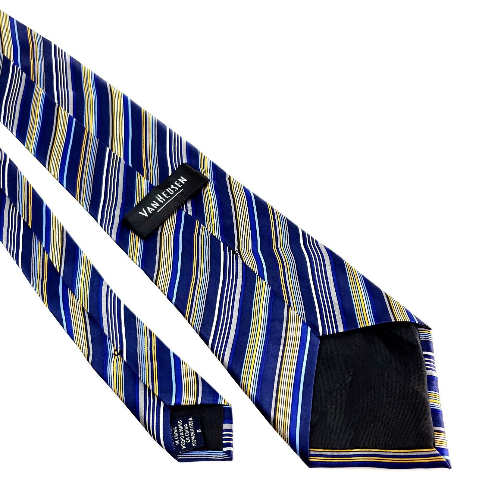 Van Heusen Van Heusen Silk Tie Striped Print Blue Wide Size ONE SIZE - 5 Thumbnail