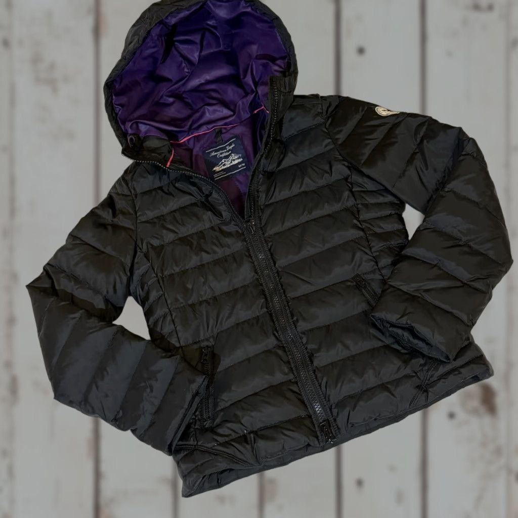 American Eagle Outfitters American Eagle Outfitters Hooded Puffer Jacket Womens Medium Real Down 70/30 Black Nylon Quilted Zipper Pockets Short Coat Winter Casual Travel Mens? Size M / US 6-8 / IT 42-44 - 1 Thumbnail