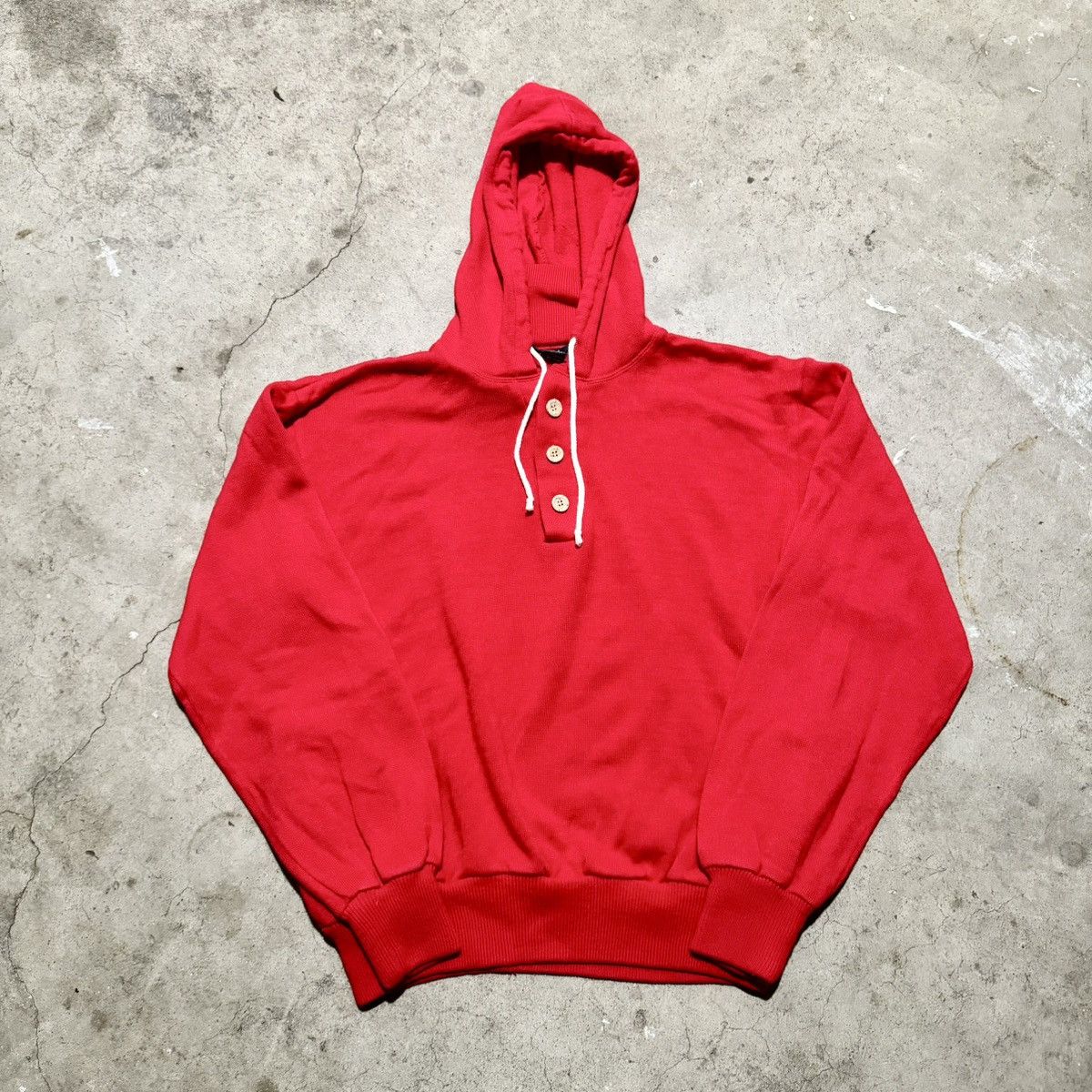 Vintage VINTAGE 80s RED ACRYLIC HOODIE! Size US M / EU 48-50 / 2 - 1 Thumbnail