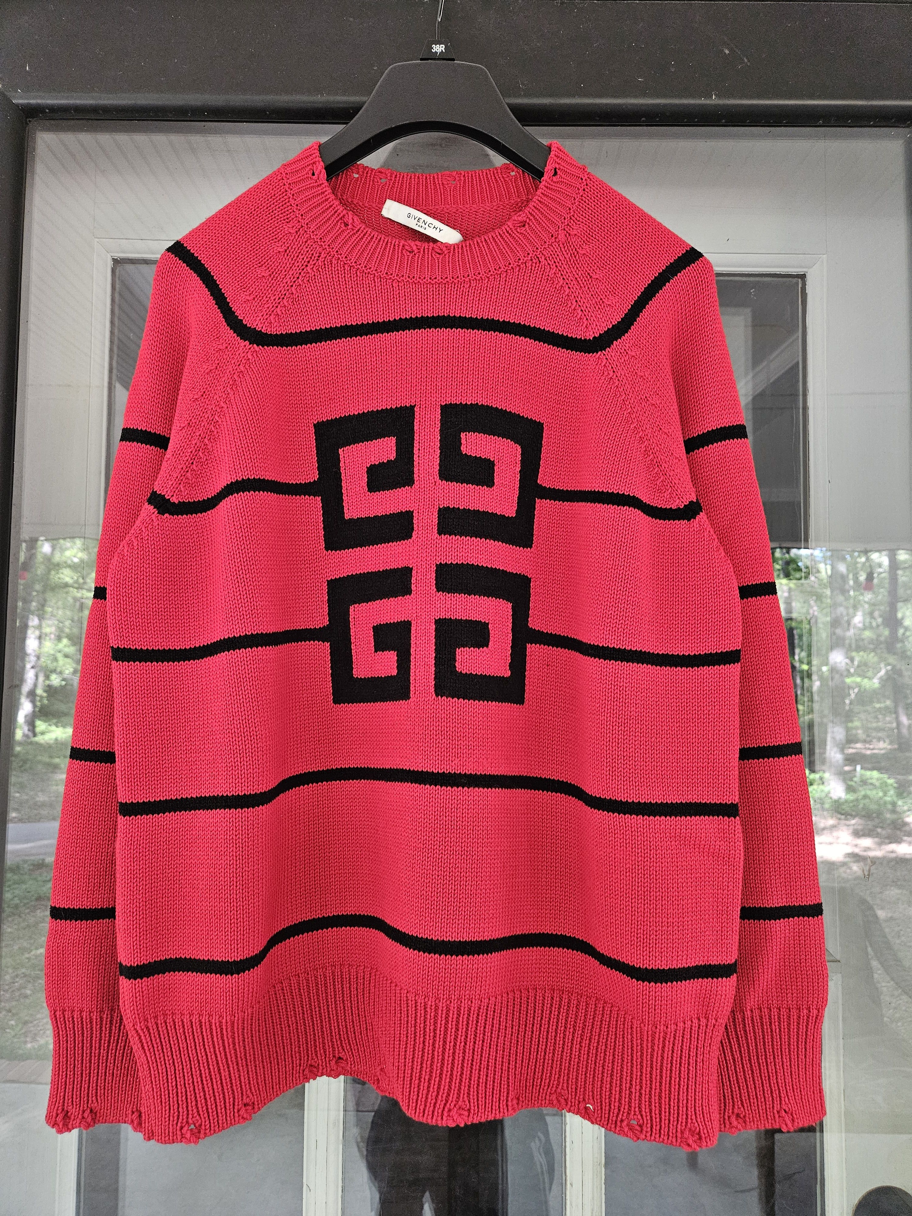 Givenchy Oversized 4G Black Red Striped Knit Crewneck Sweater Size US S / EU 44-46 / 1 - 1 Thumbnail